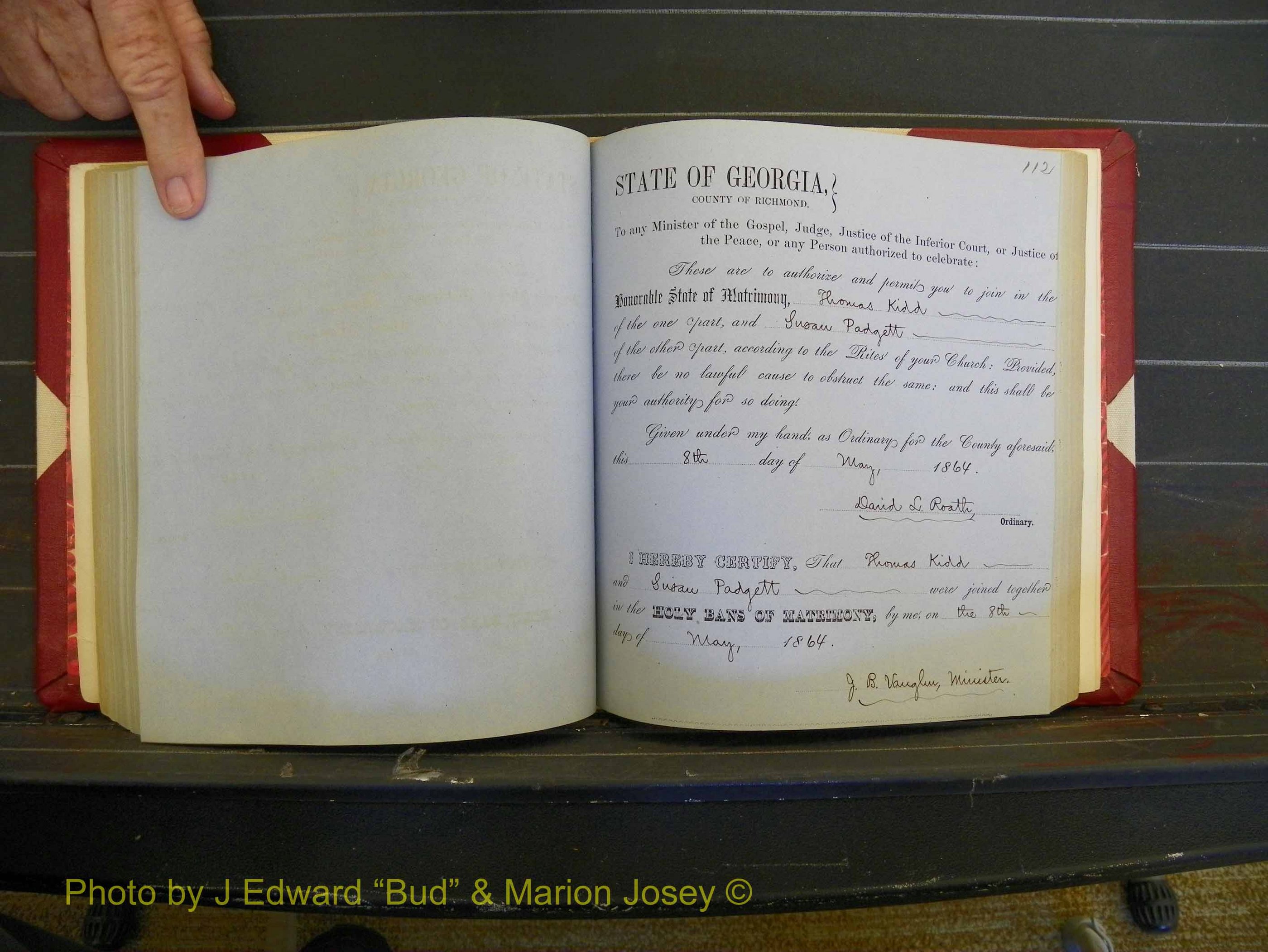 Richmond Marriages, Book D, 1863-1864 P 112.JPG