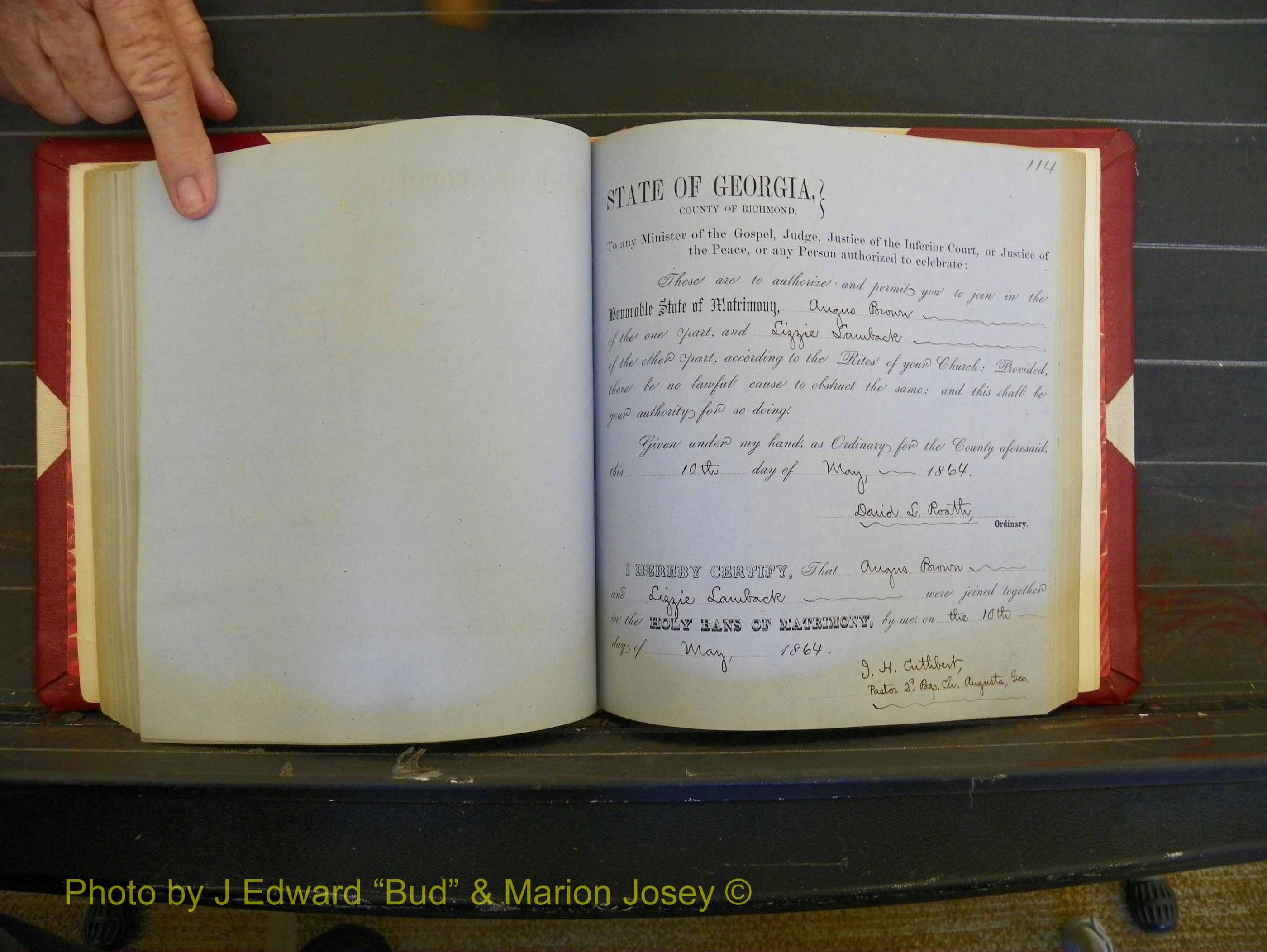 Richmond Marriages, Book D, 1863-1864 P 114.JPG