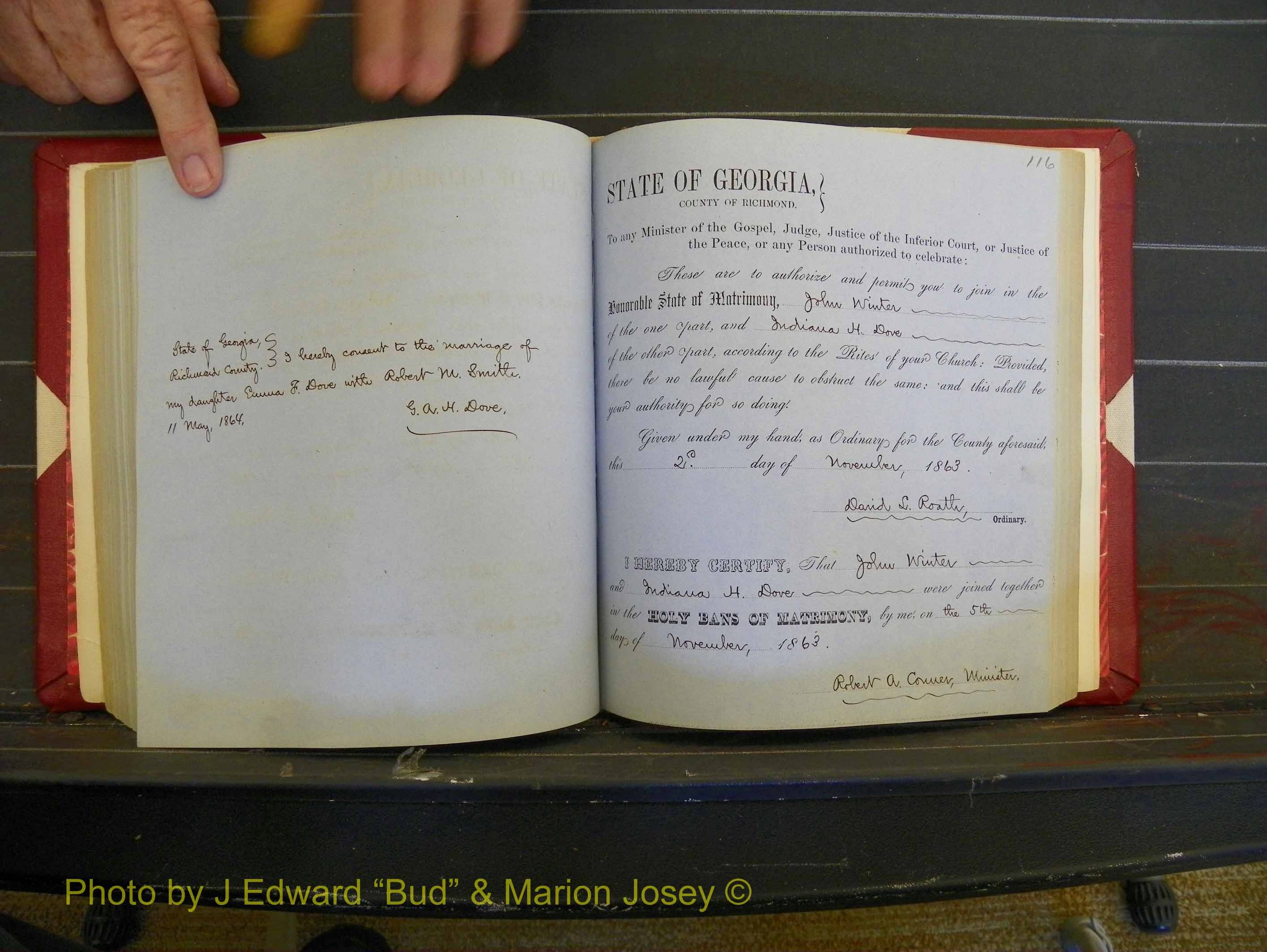 Richmond Marriages, Book D, 1863-1864 P 116.JPG