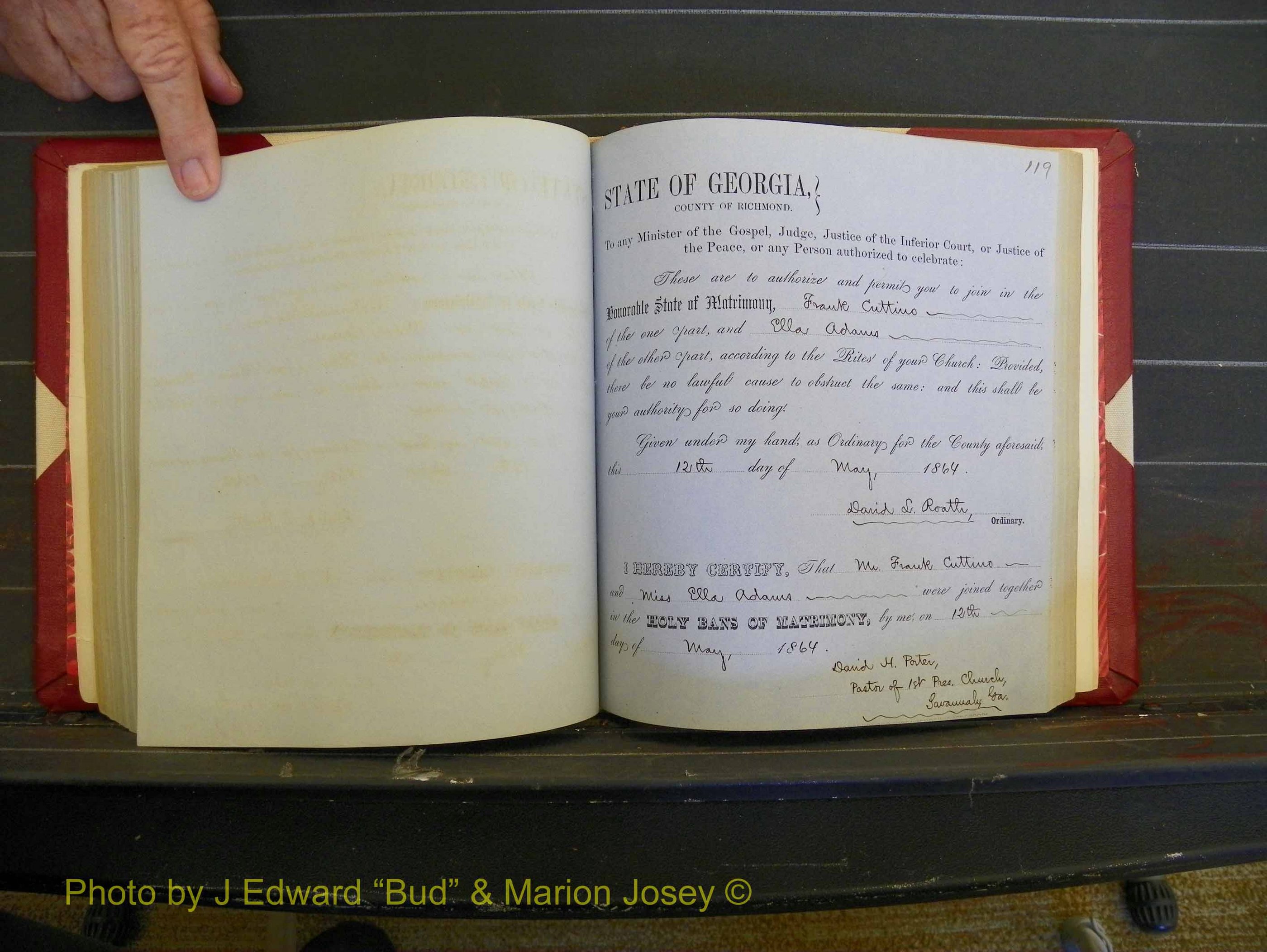 Richmond Marriages, Book D, 1863-1864 P 119.JPG