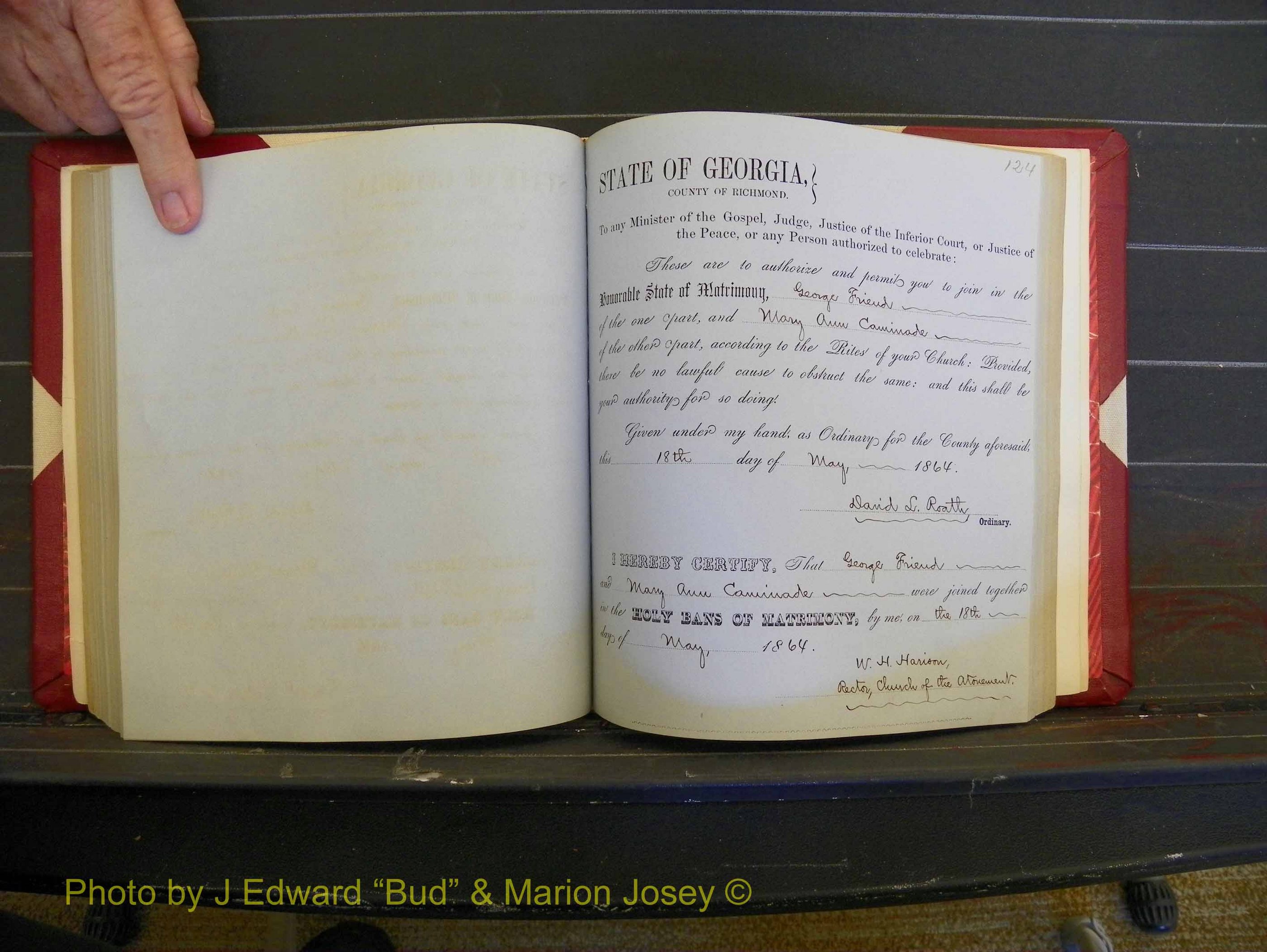 Richmond Marriages, Book D, 1863-1864 P 124.JPG