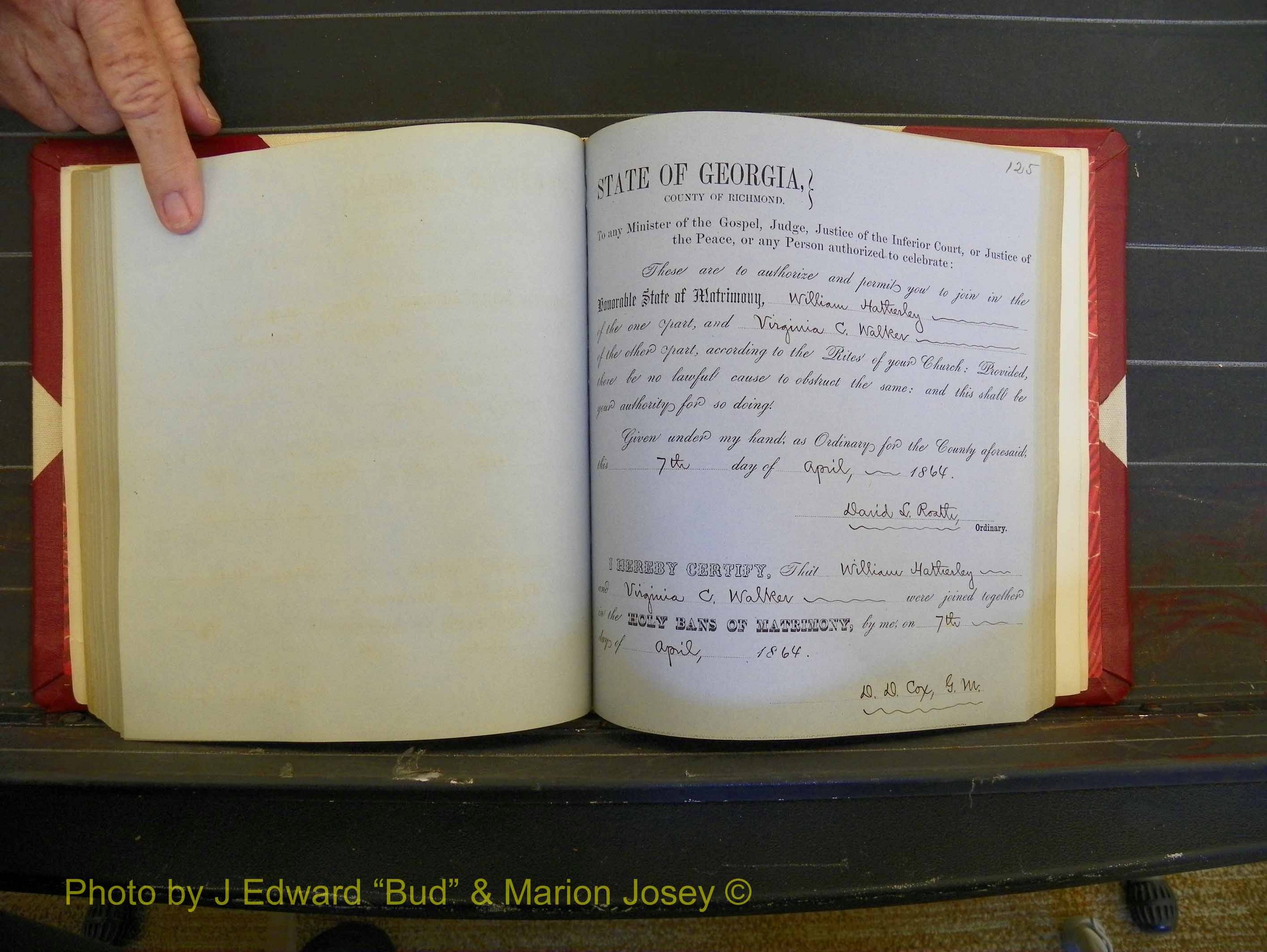Richmond Marriages, Book D, 1863-1864 P 125.JPG