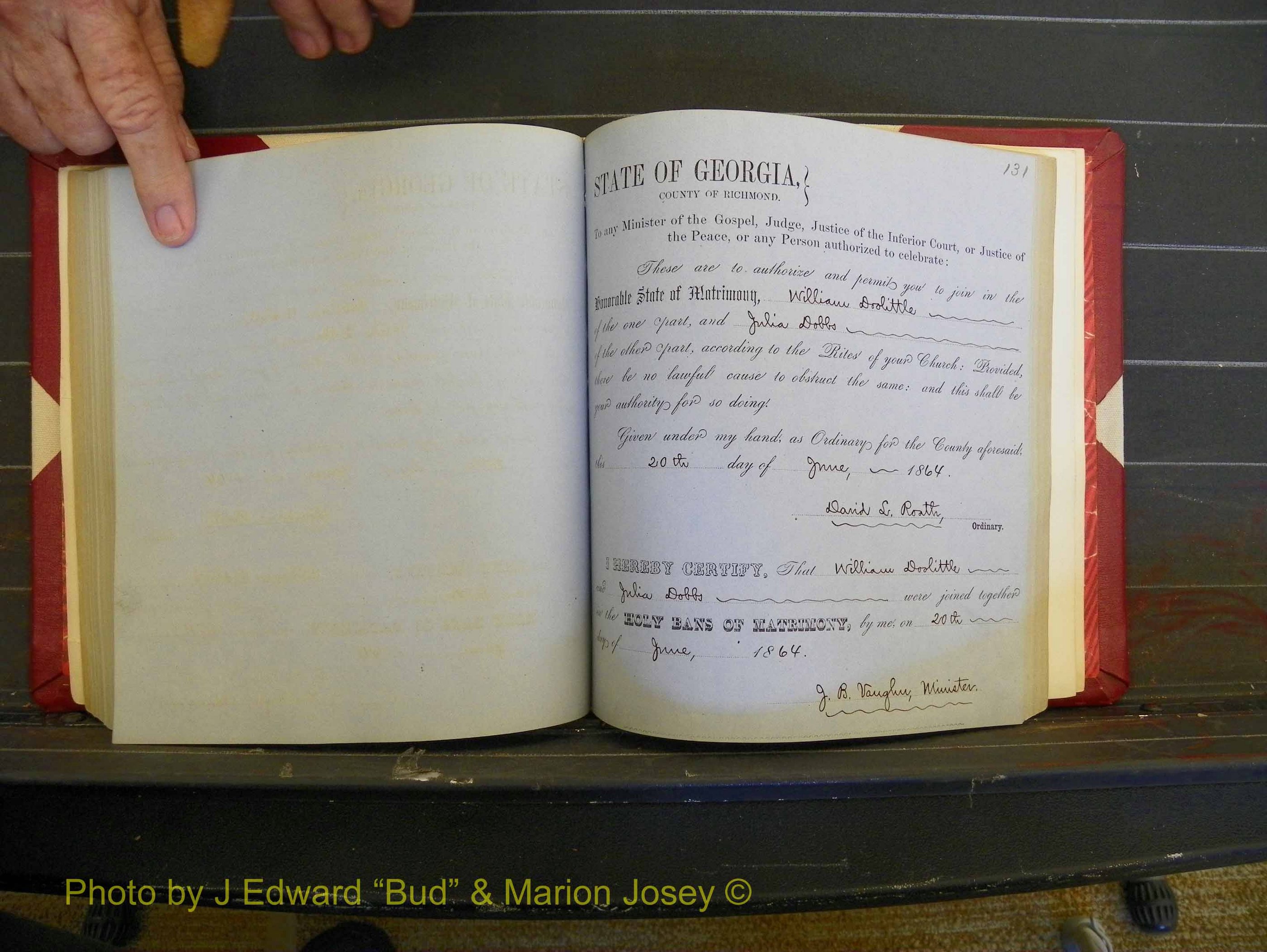 Richmond Marriages, Book D, 1863-1864 P 131.JPG