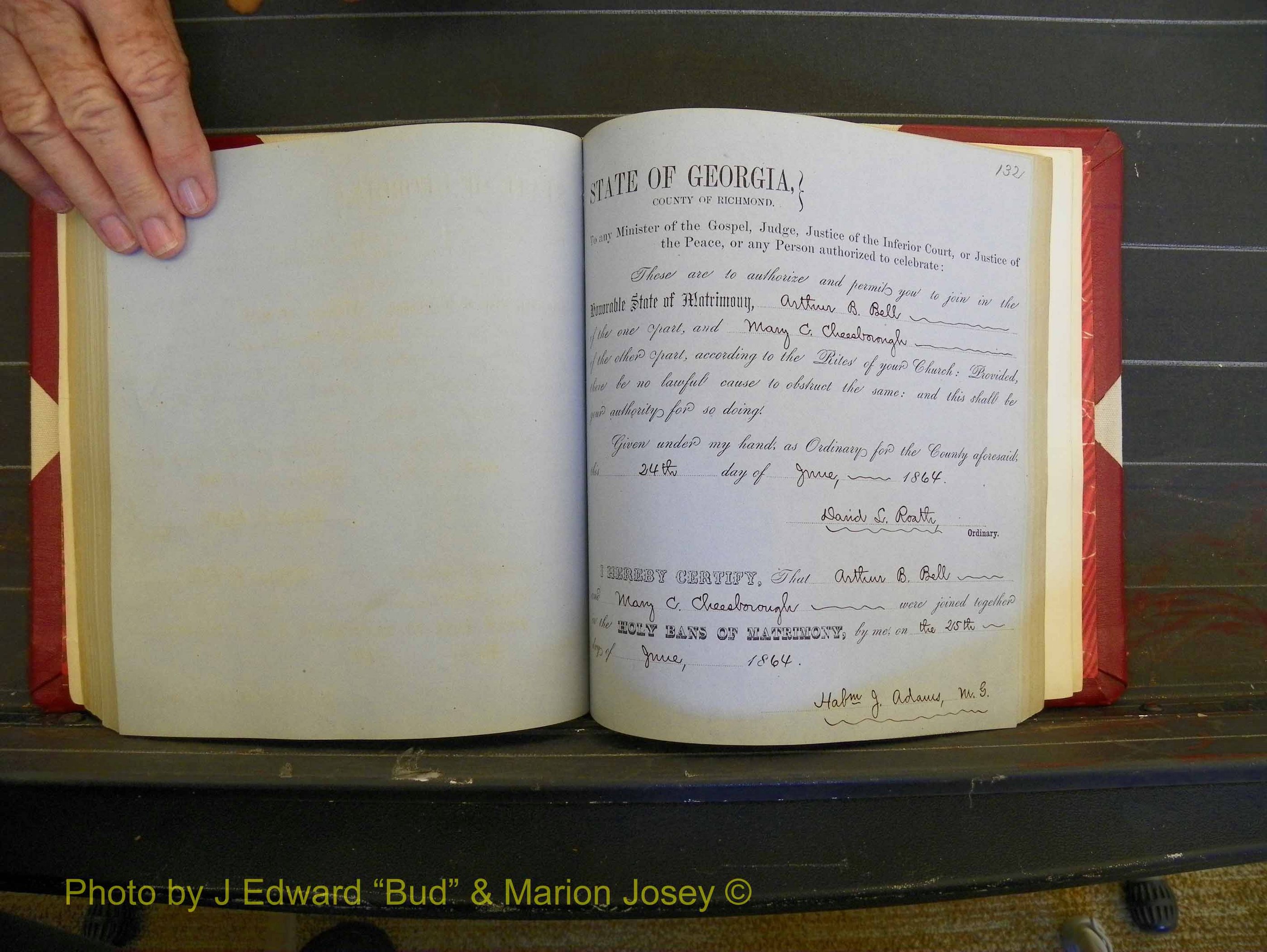 Richmond Marriages, Book D, 1863-1864 P 132.JPG