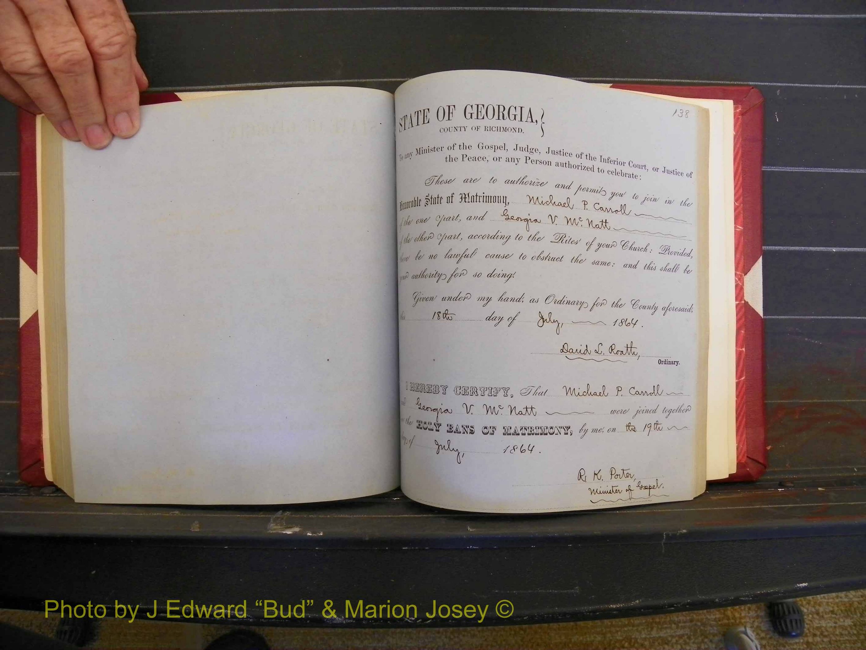 Richmond Marriages, Book D, 1863-1864 P 138.JPG
