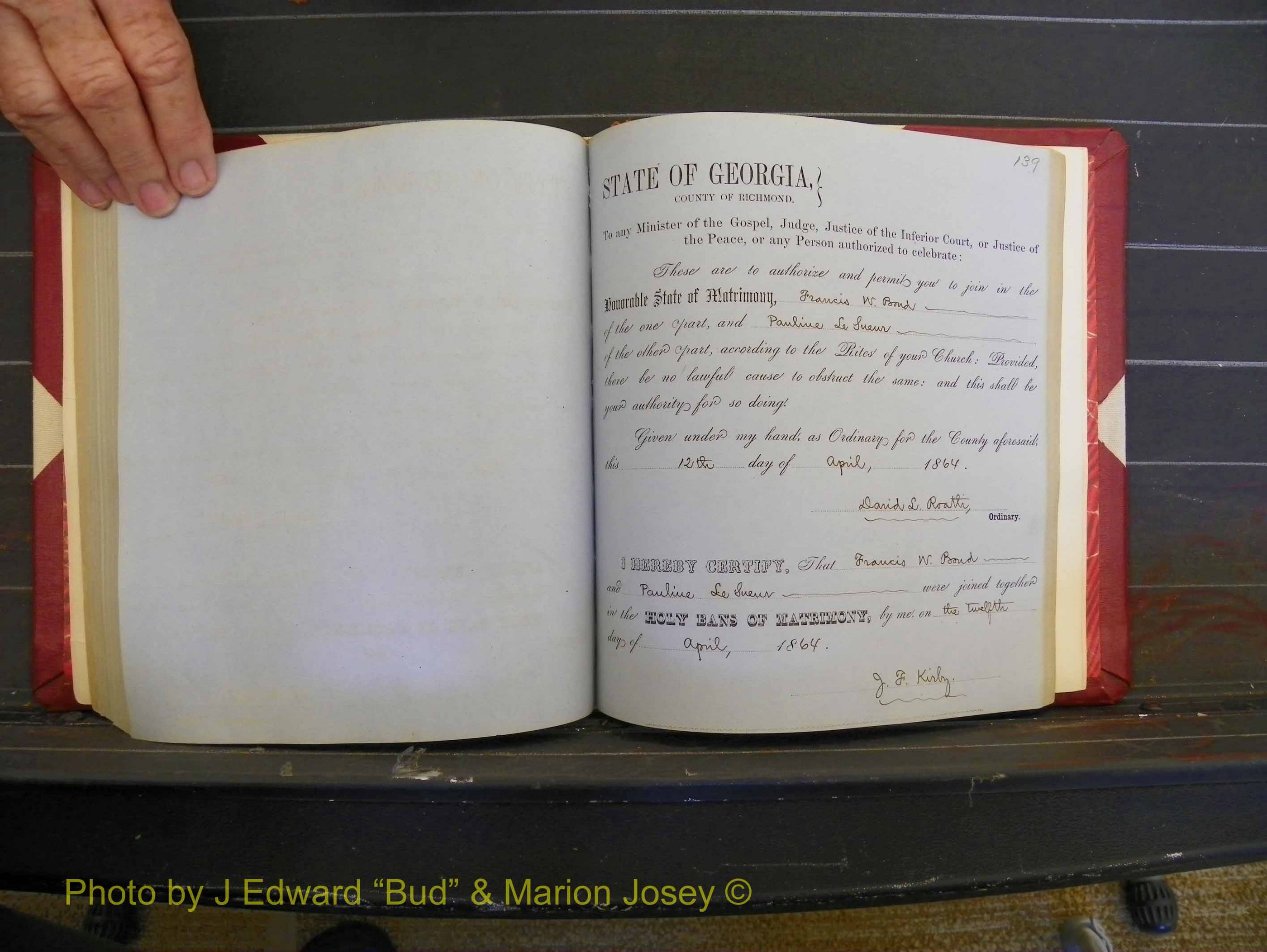Richmond Marriages, Book D, 1863-1864 P 139.JPG