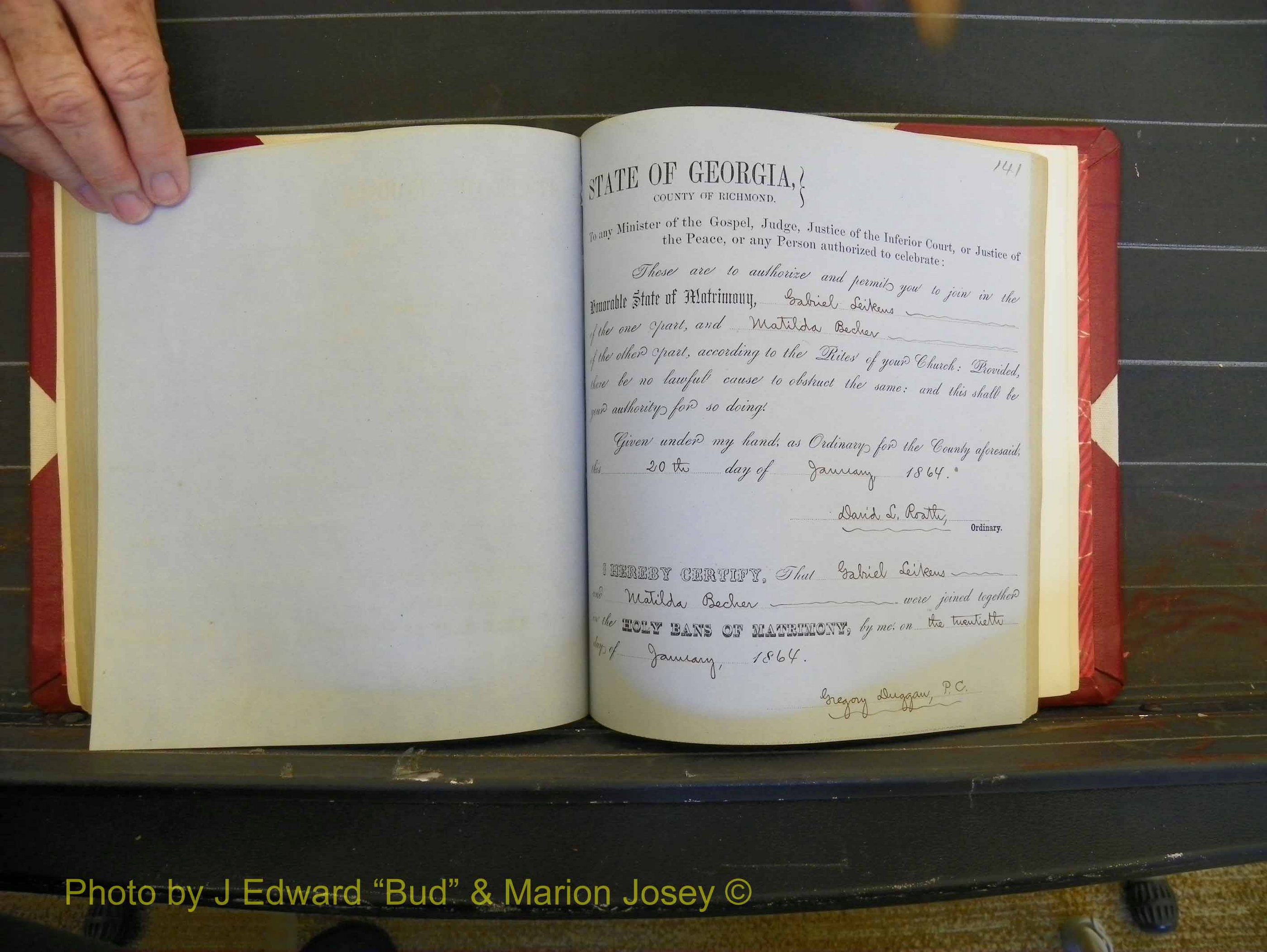 Richmond Marriages, Book D, 1863-1864 P 141.JPG