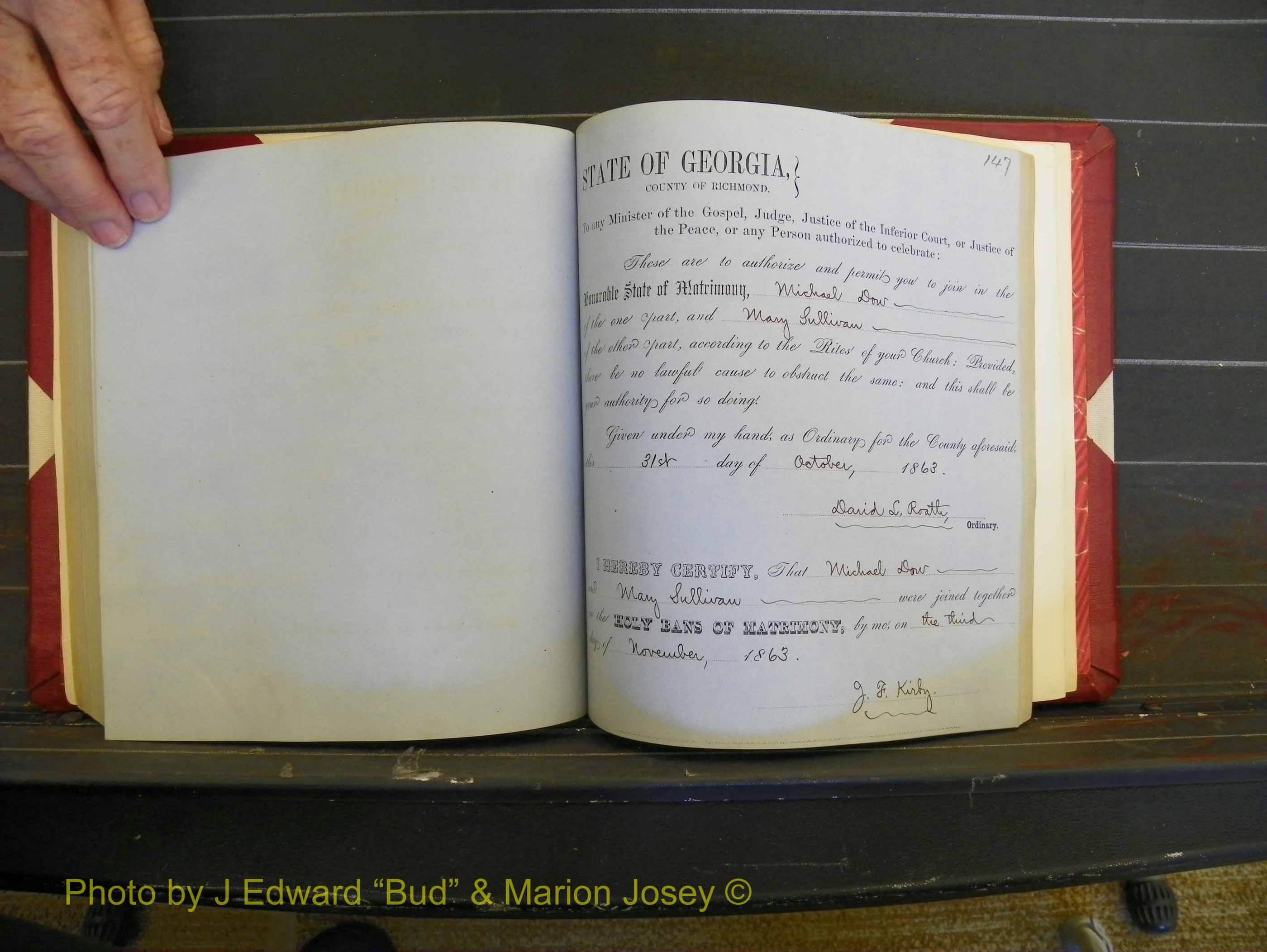 Richmond Marriages, Book D, 1863-1864 P 147.JPG