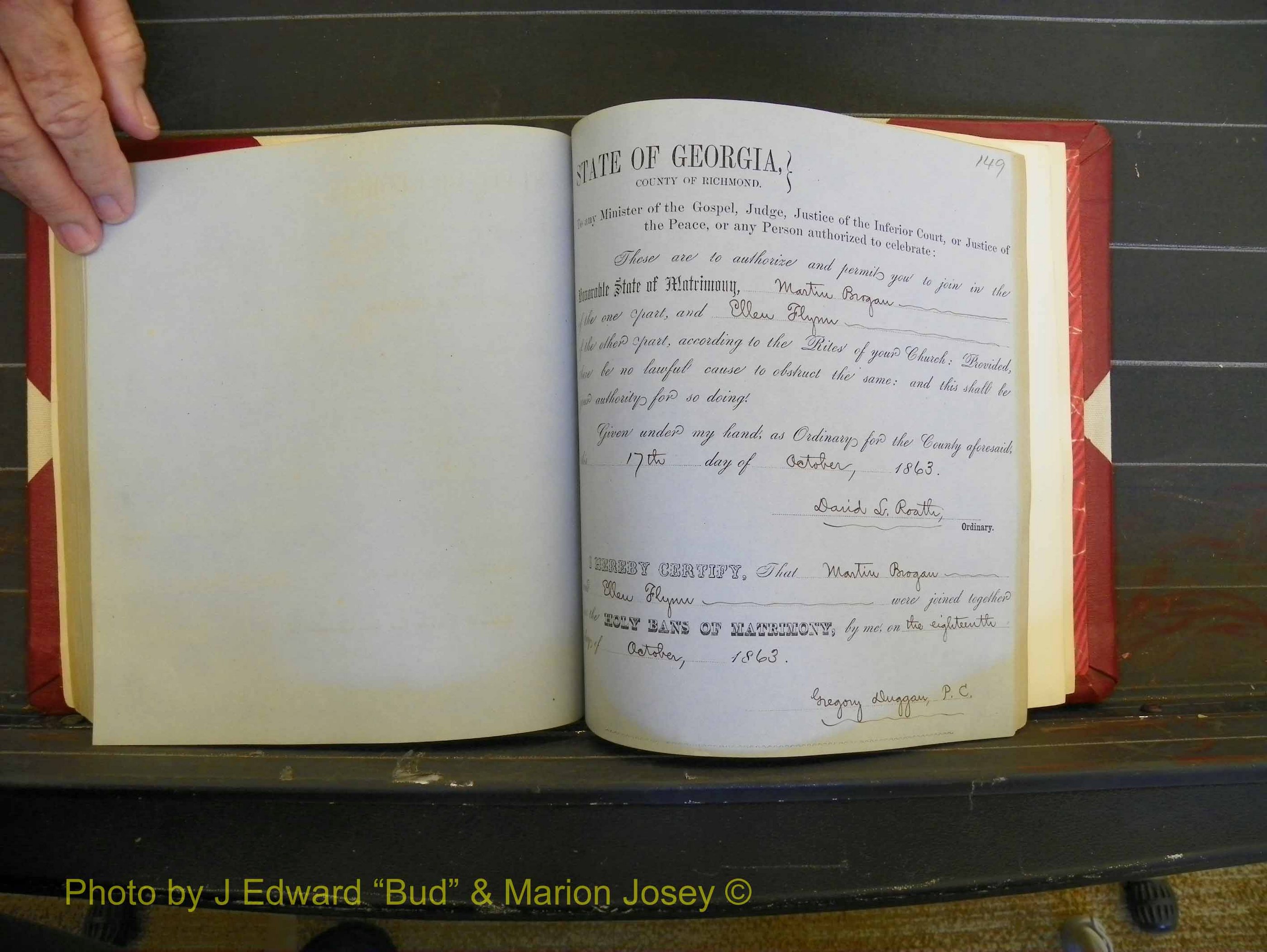 Richmond Marriages, Book D, 1863-1864 P 149.JPG