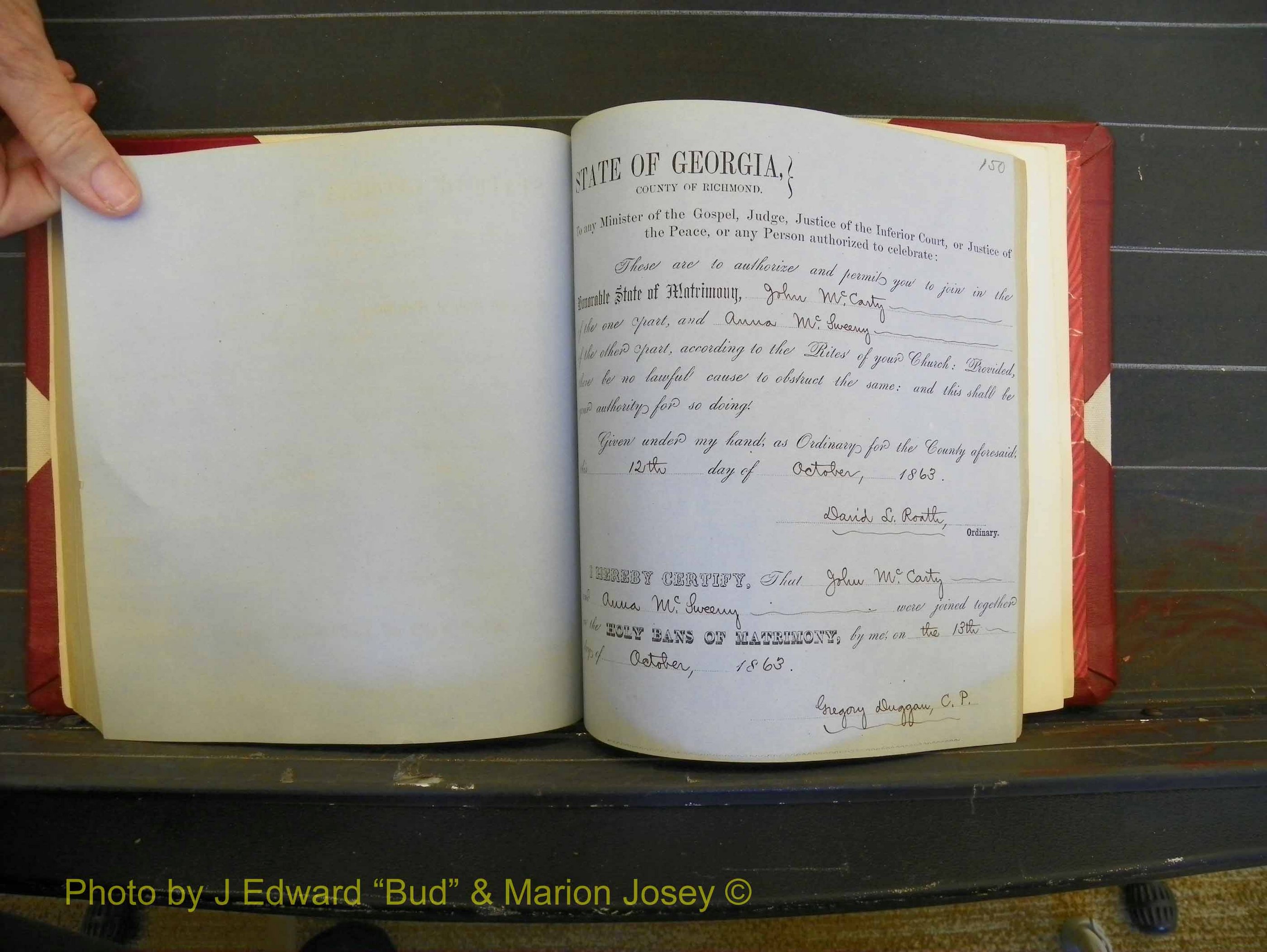 Richmond Marriages, Book D, 1863-1864 P 150.JPG