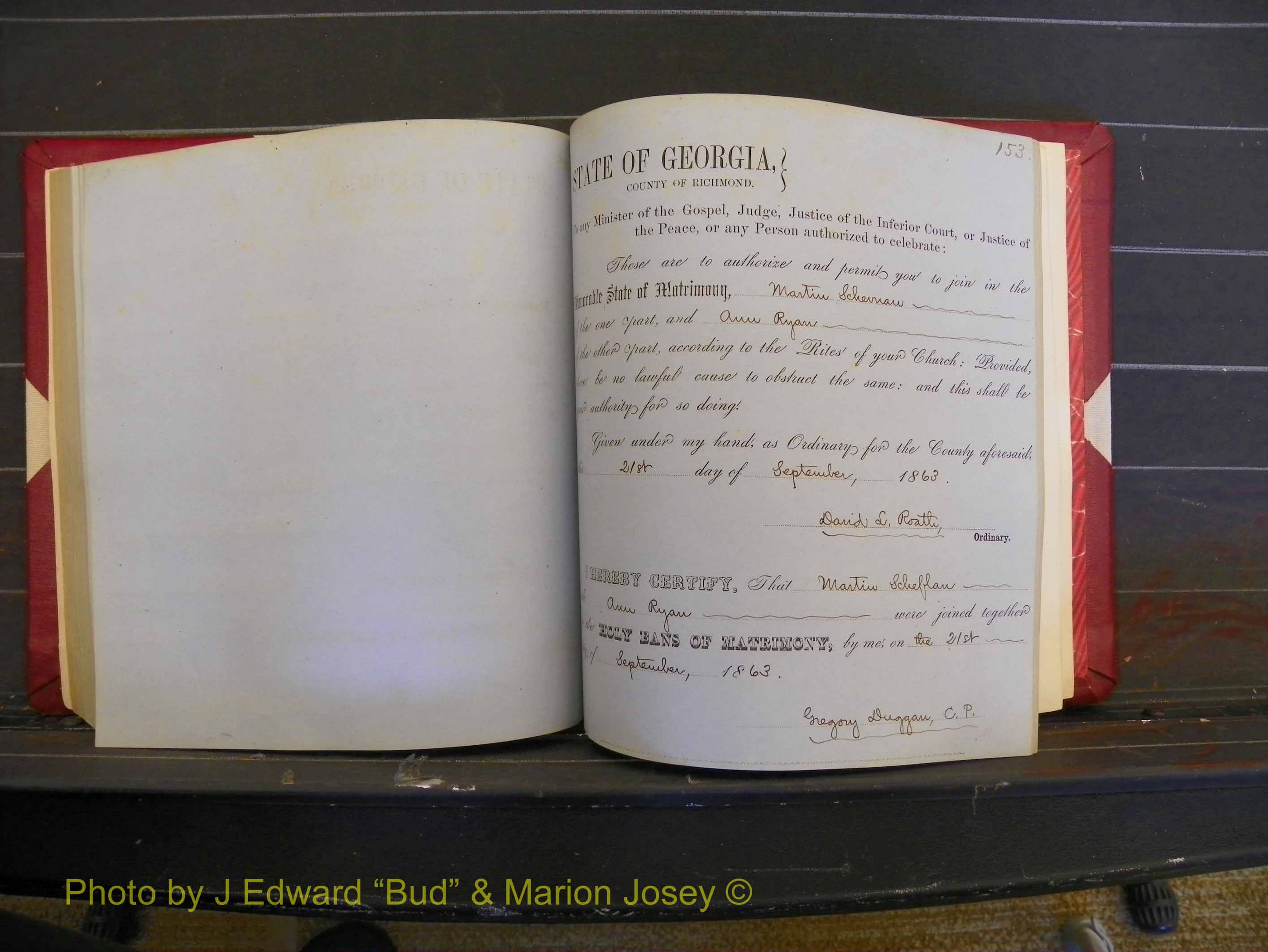 Richmond Marriages, Book D, 1863-1864 P 153.JPG