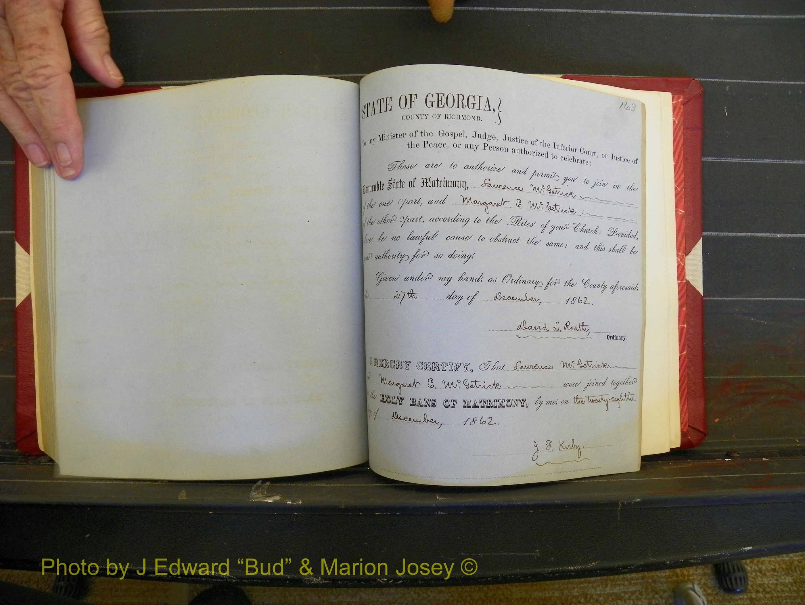 Richmond Marriages, Book D, 1863-1864 P 163.JPG