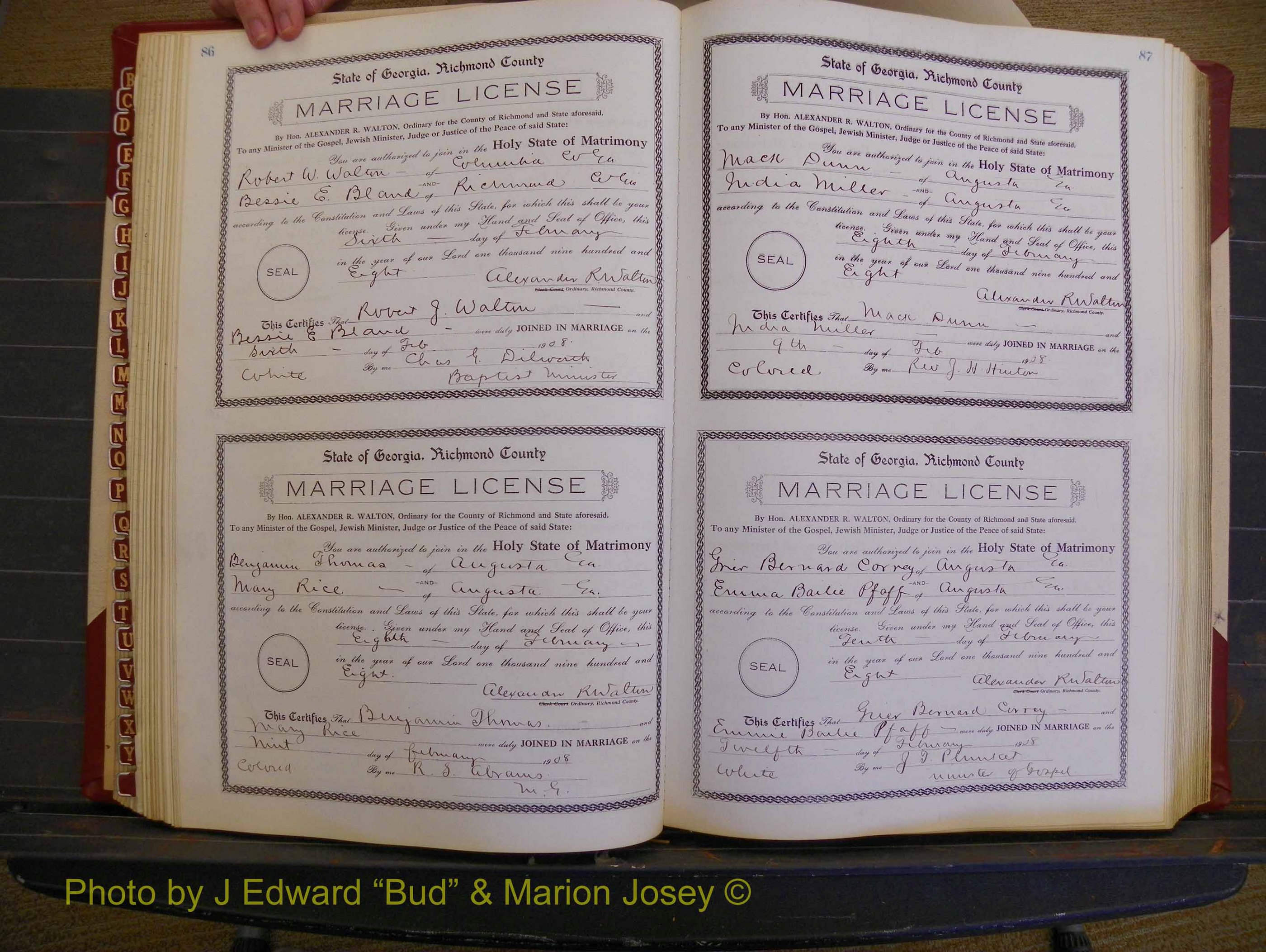 Richmond Marriages, Book EE, 1907-1909 P 086-087.JPG