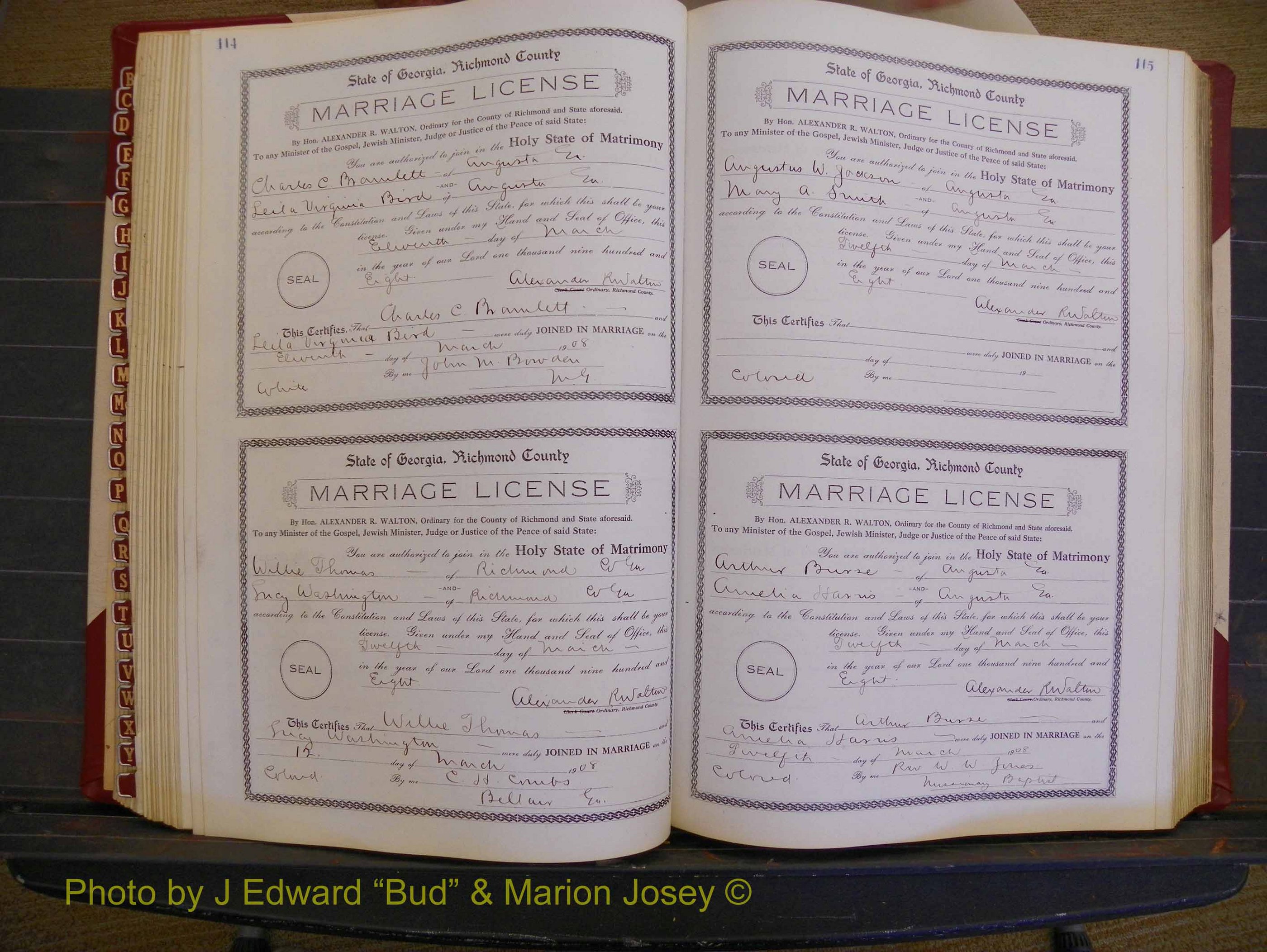 Richmond Marriages, Book EE, 1907-1909 P 114-115.JPG