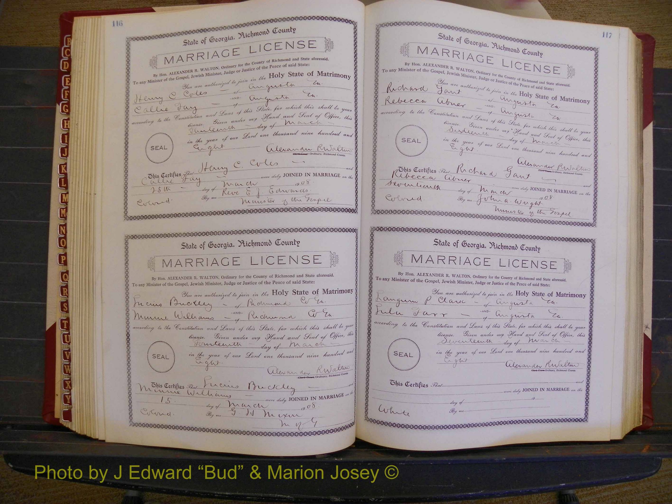 Richmond Marriages, Book EE, 1907-1909 P 116-117.JPG