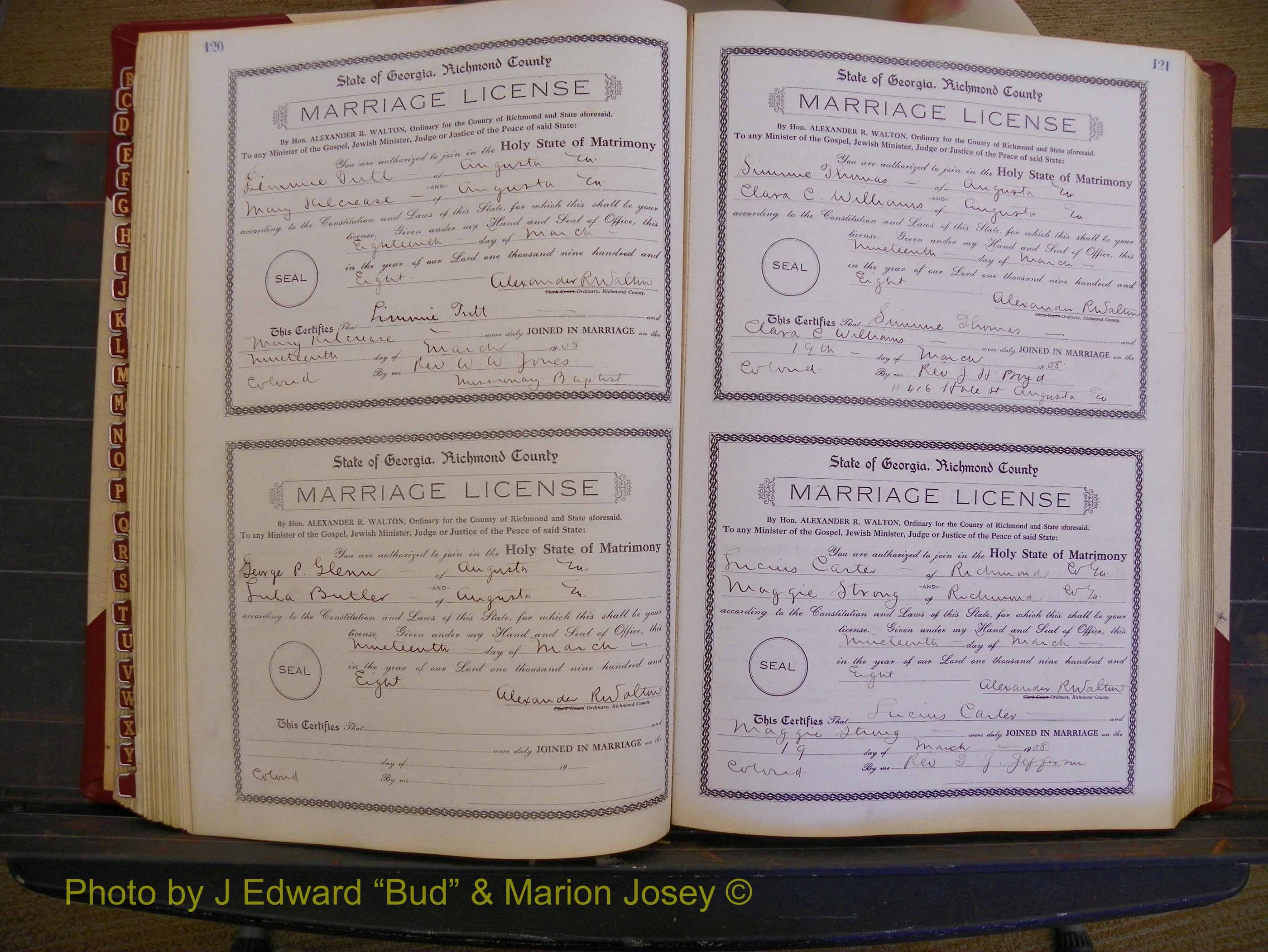 Richmond Marriages, Book EE, 1907-1909 P 120-121.JPG