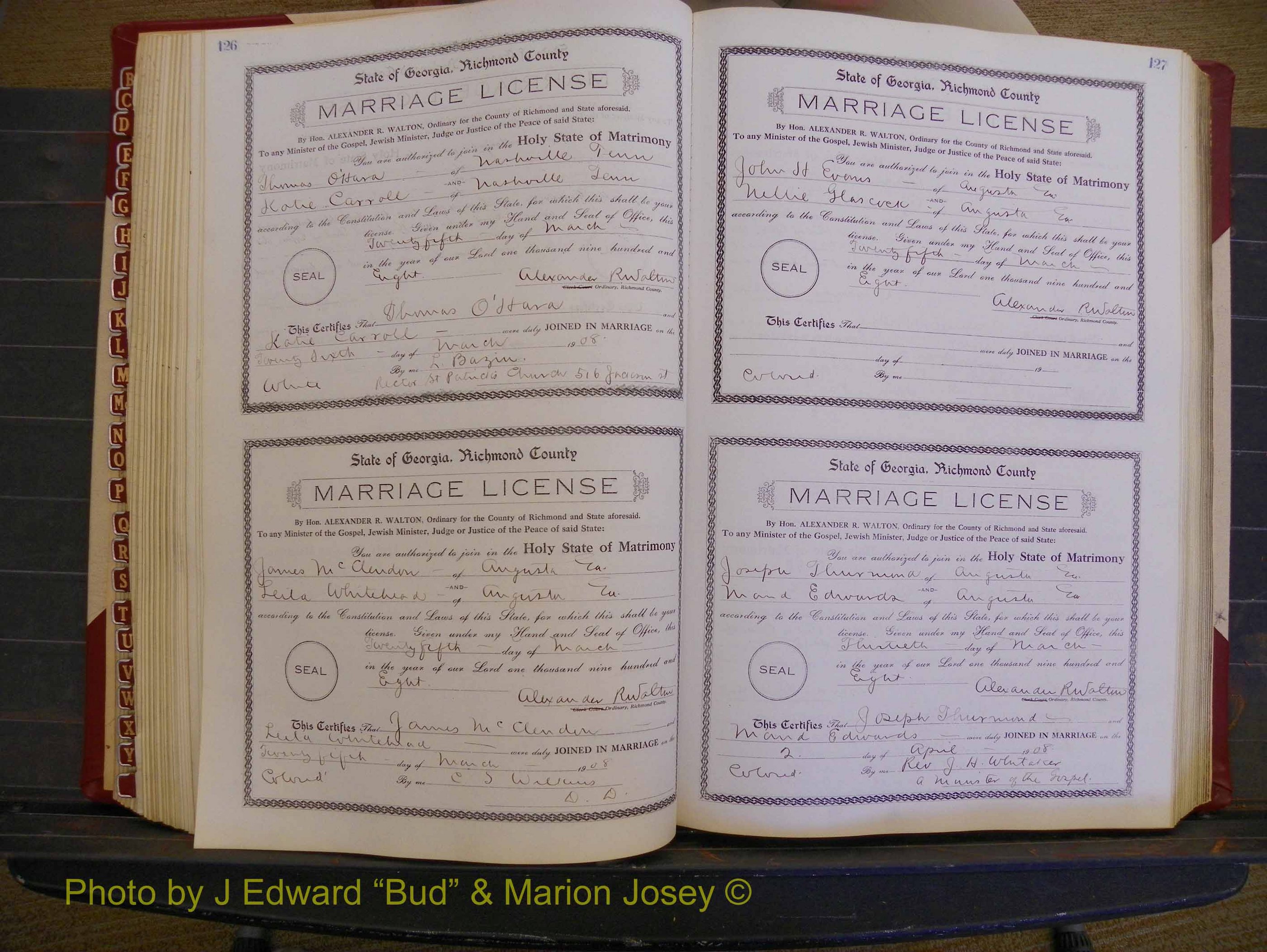 Richmond Marriages, Book EE, 1907-1909 P 126-127.JPG