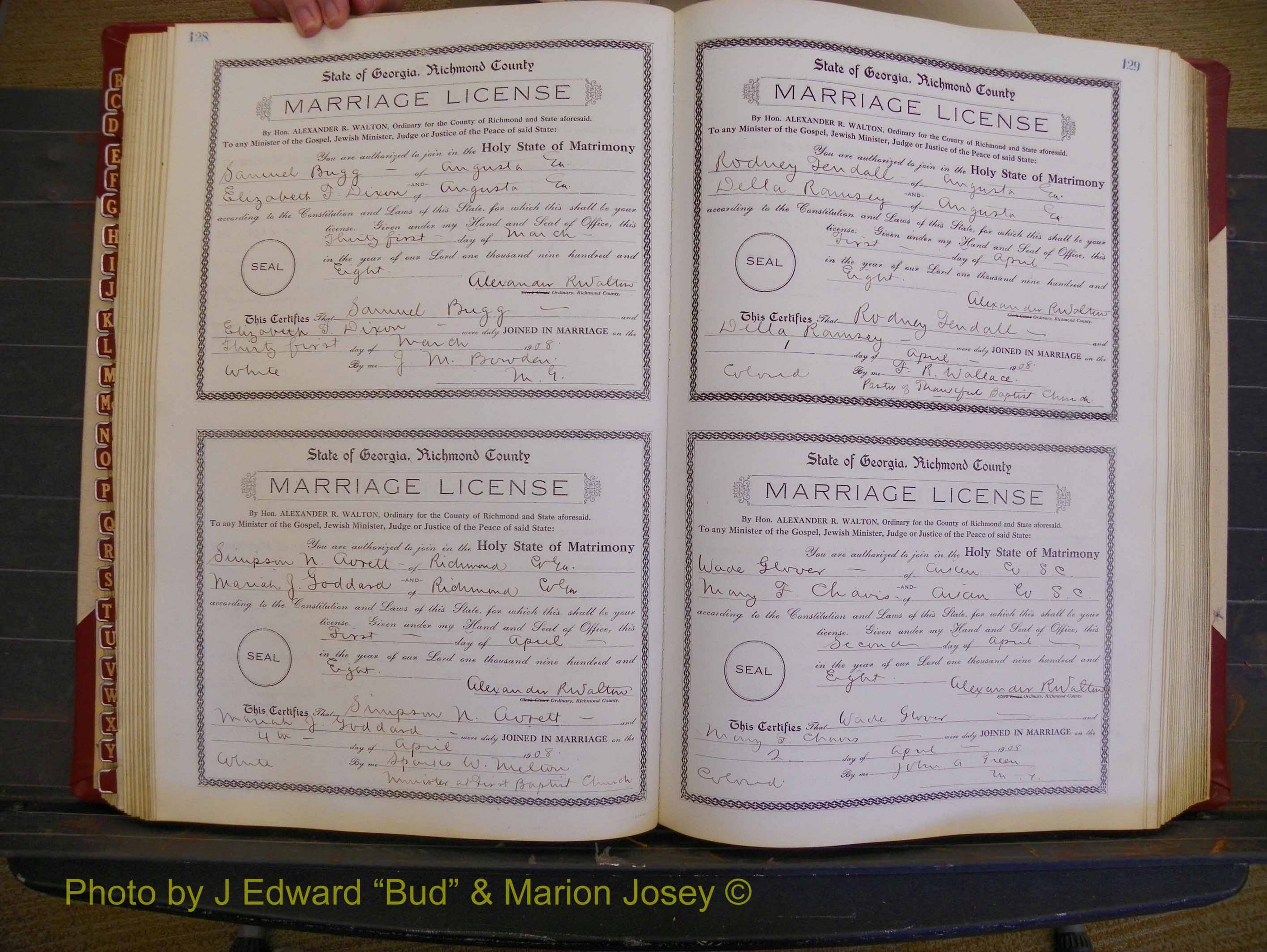 Richmond Marriages, Book EE, 1907-1909 P 128-129.JPG