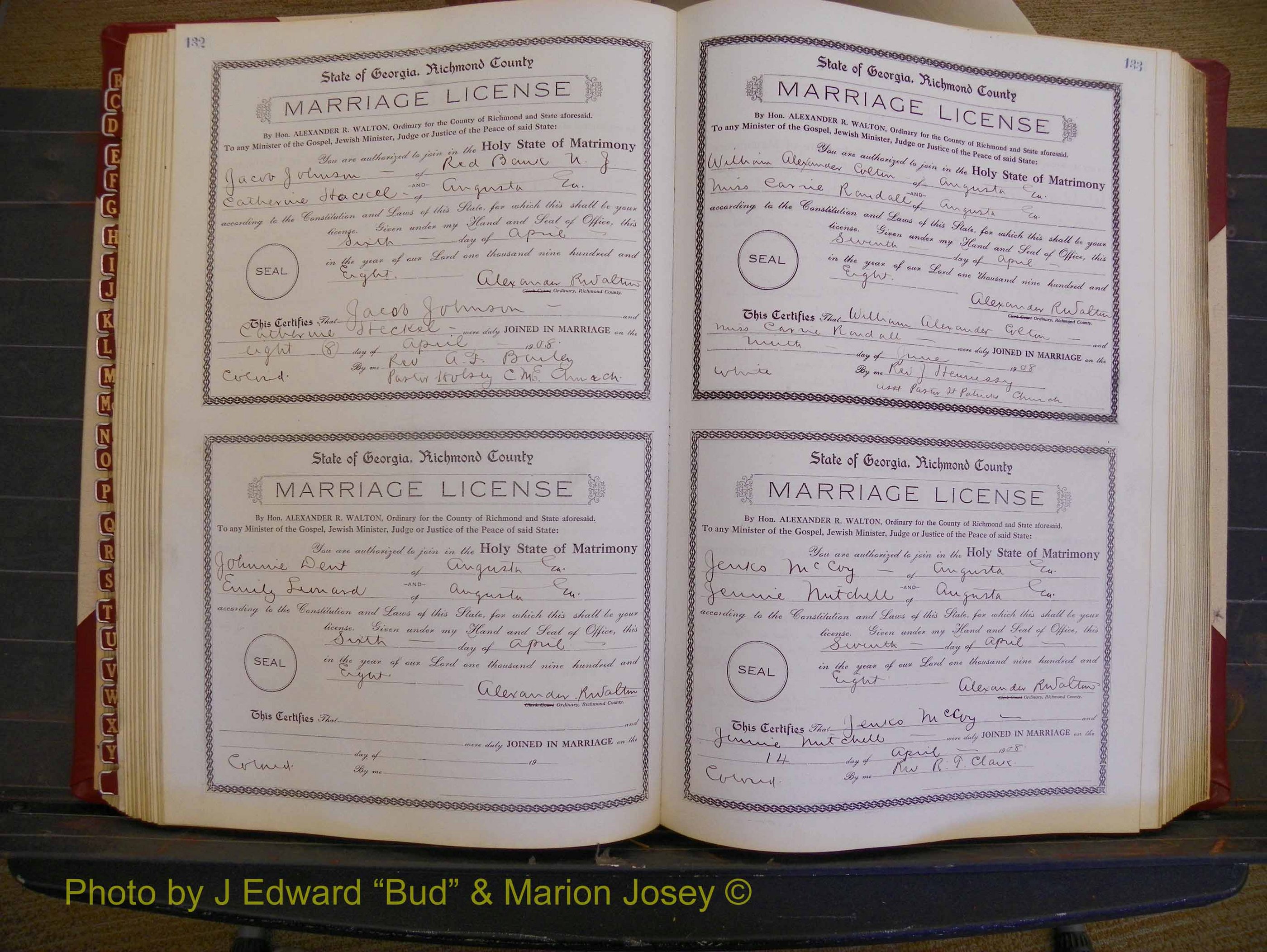 Richmond Marriages, Book EE, 1907-1909 P 132-133.JPG