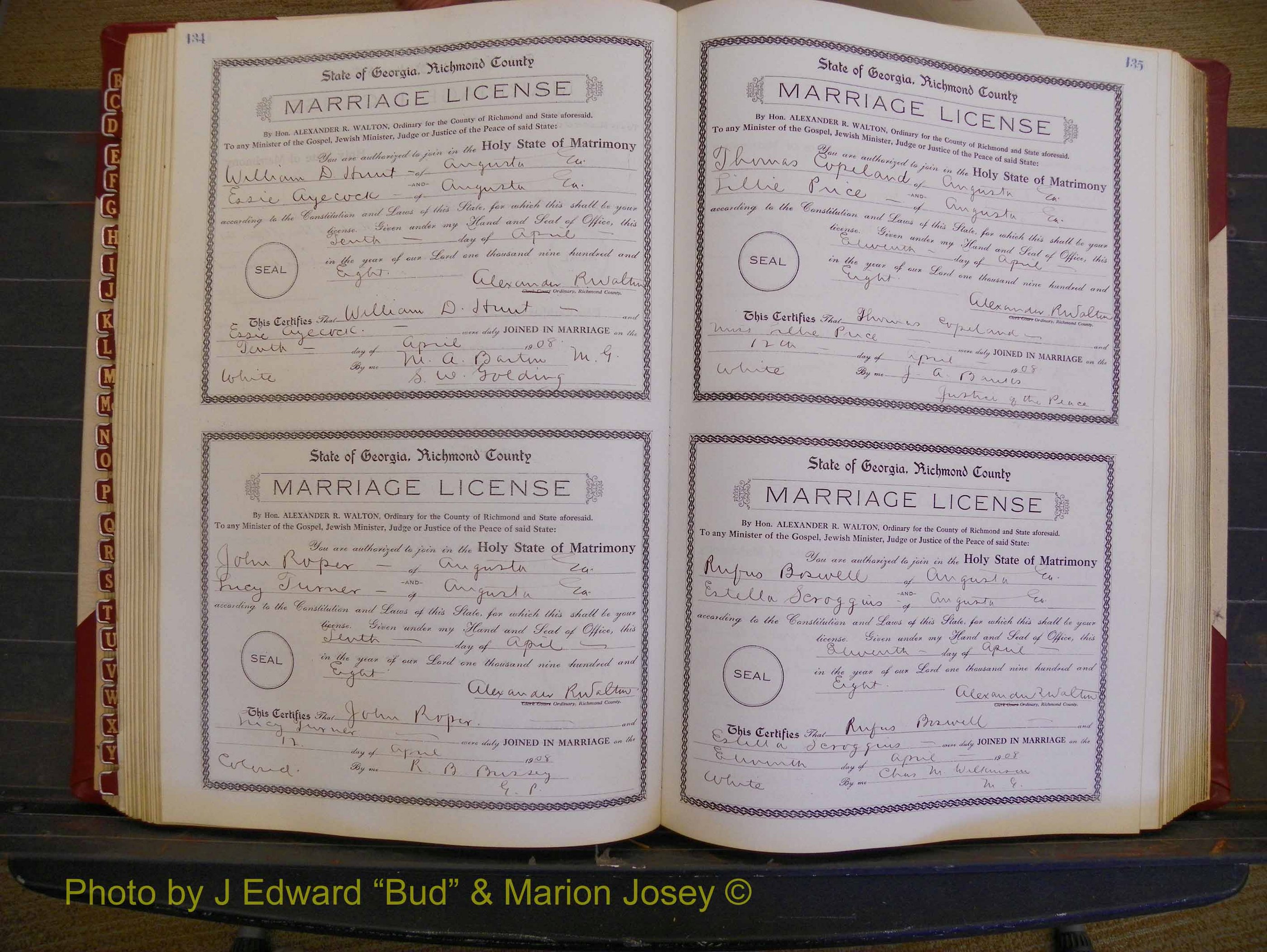 Richmond Marriages, Book EE, 1907-1909 P 134-135.JPG