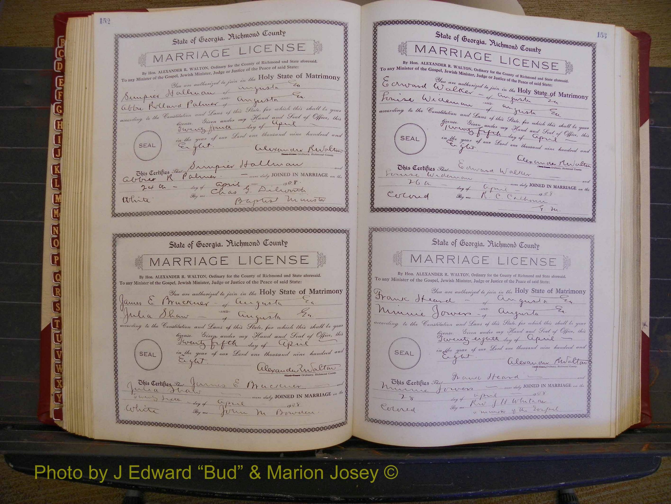 Richmond Marriages, Book EE, 1907-1909 P 152-153.JPG