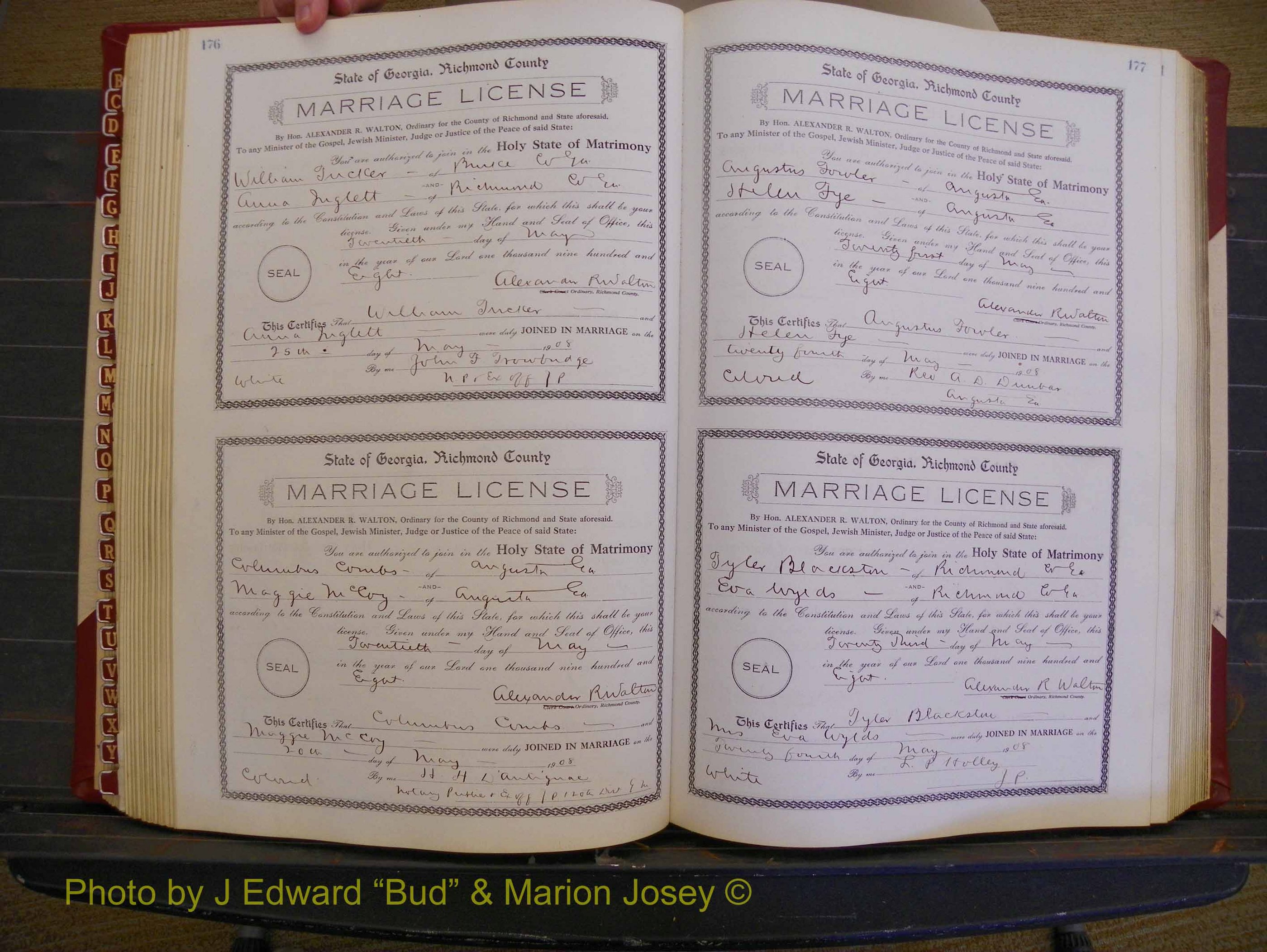 Richmond Marriages, Book EE, 1907-1909 P 176-177.JPG