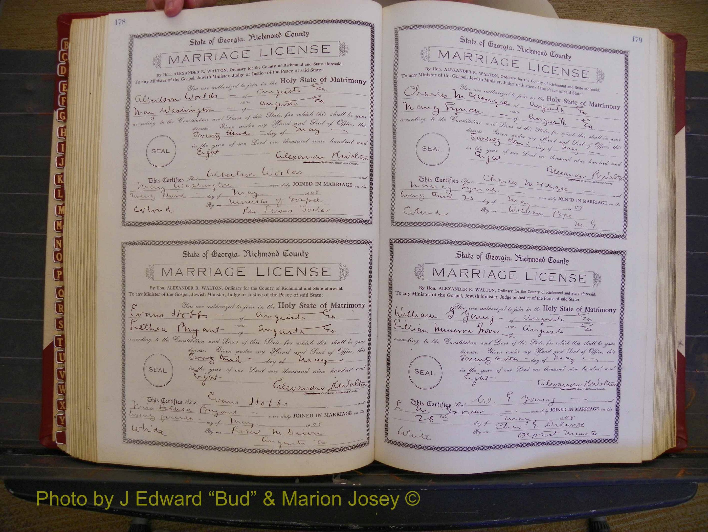 Richmond Marriages, Book EE, 1907-1909 P 178-179.JPG