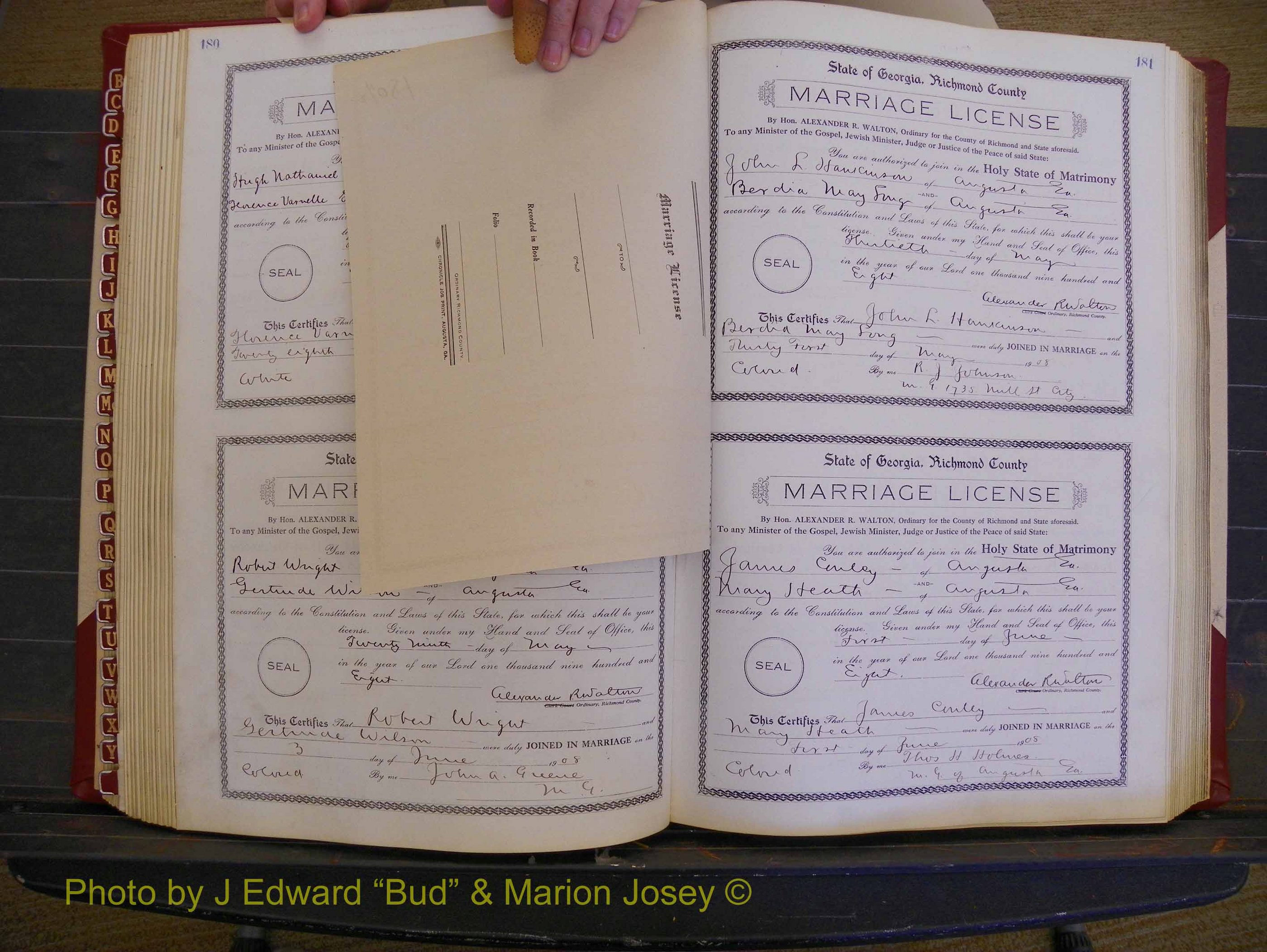 Richmond Marriages, Book EE, 1907-1909 P 180a-181a.JPG