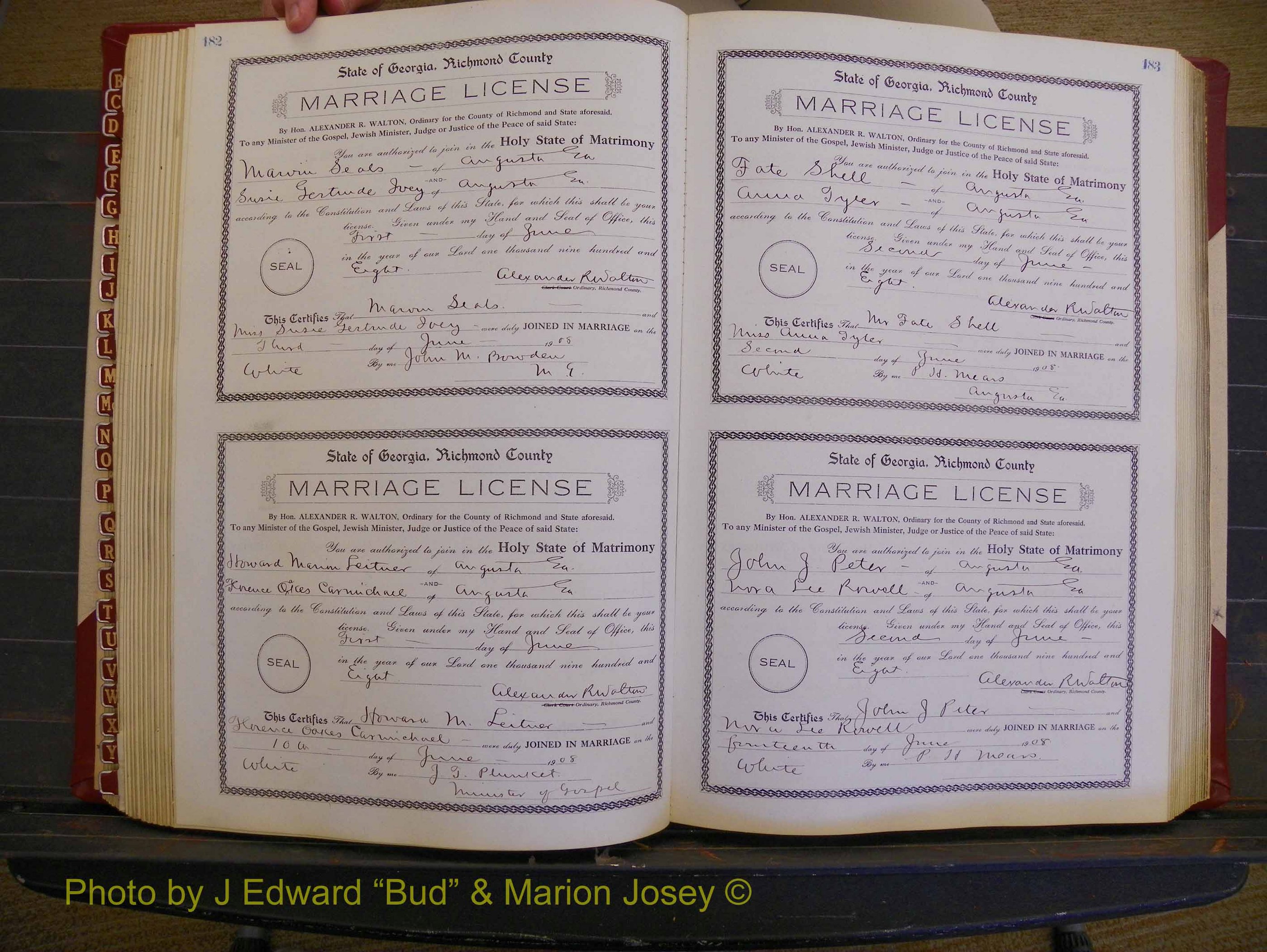 Richmond Marriages, Book EE, 1907-1909 P 182-183.JPG