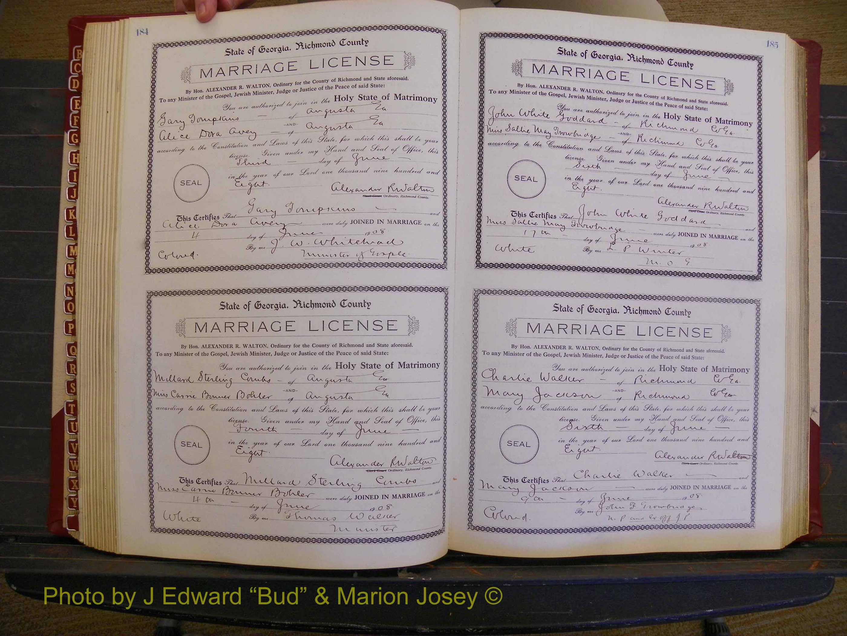 Richmond Marriages, Book EE, 1907-1909 P 184-185.JPG