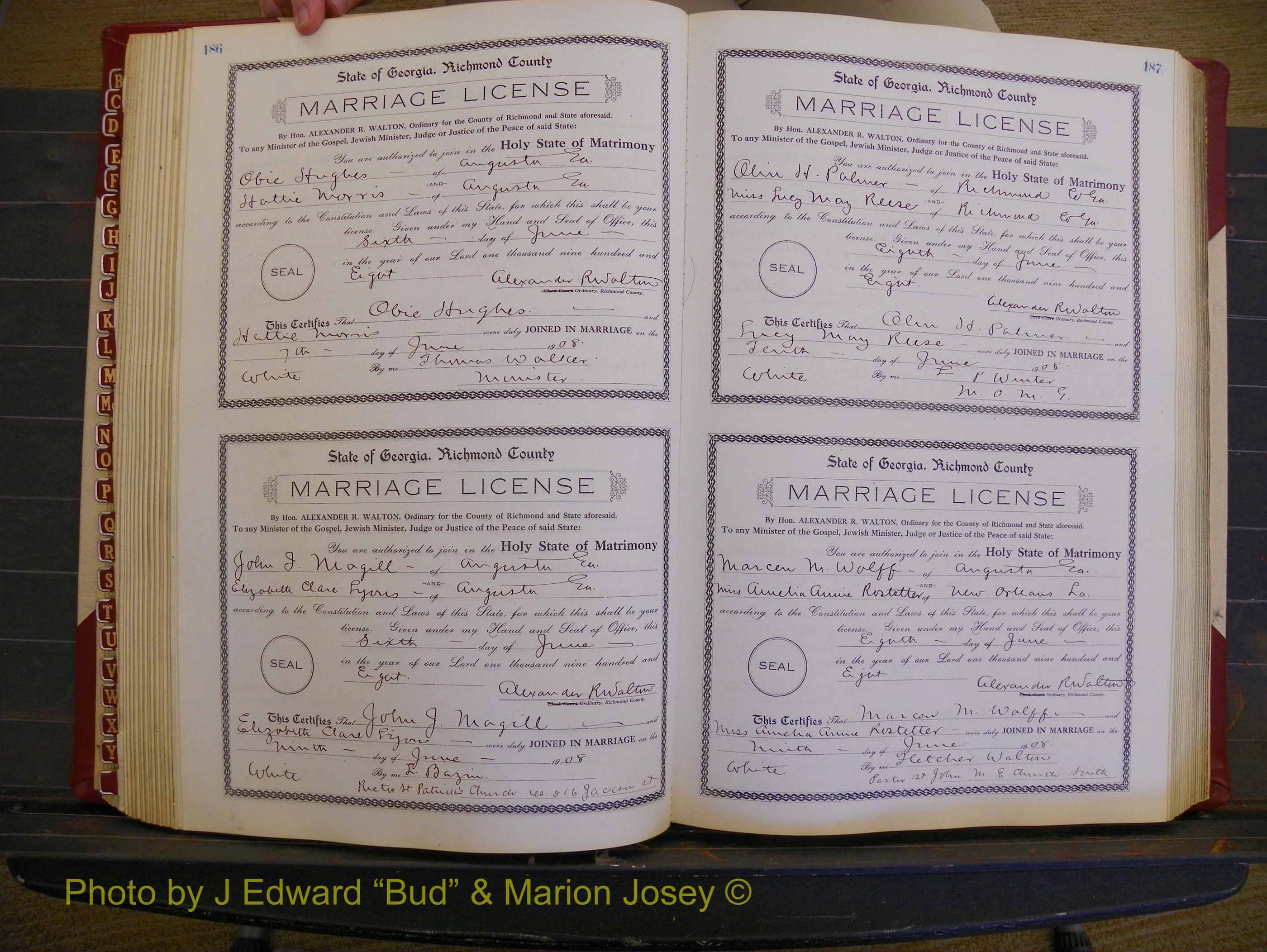 Richmond Marriages, Book EE, 1907-1909 P 186-187.JPG