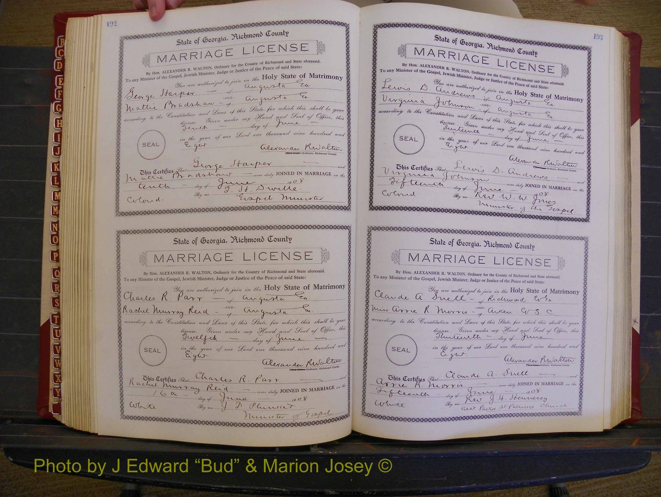 Richmond Marriages, Book EE, 1907-1909 P 192-193.JPG