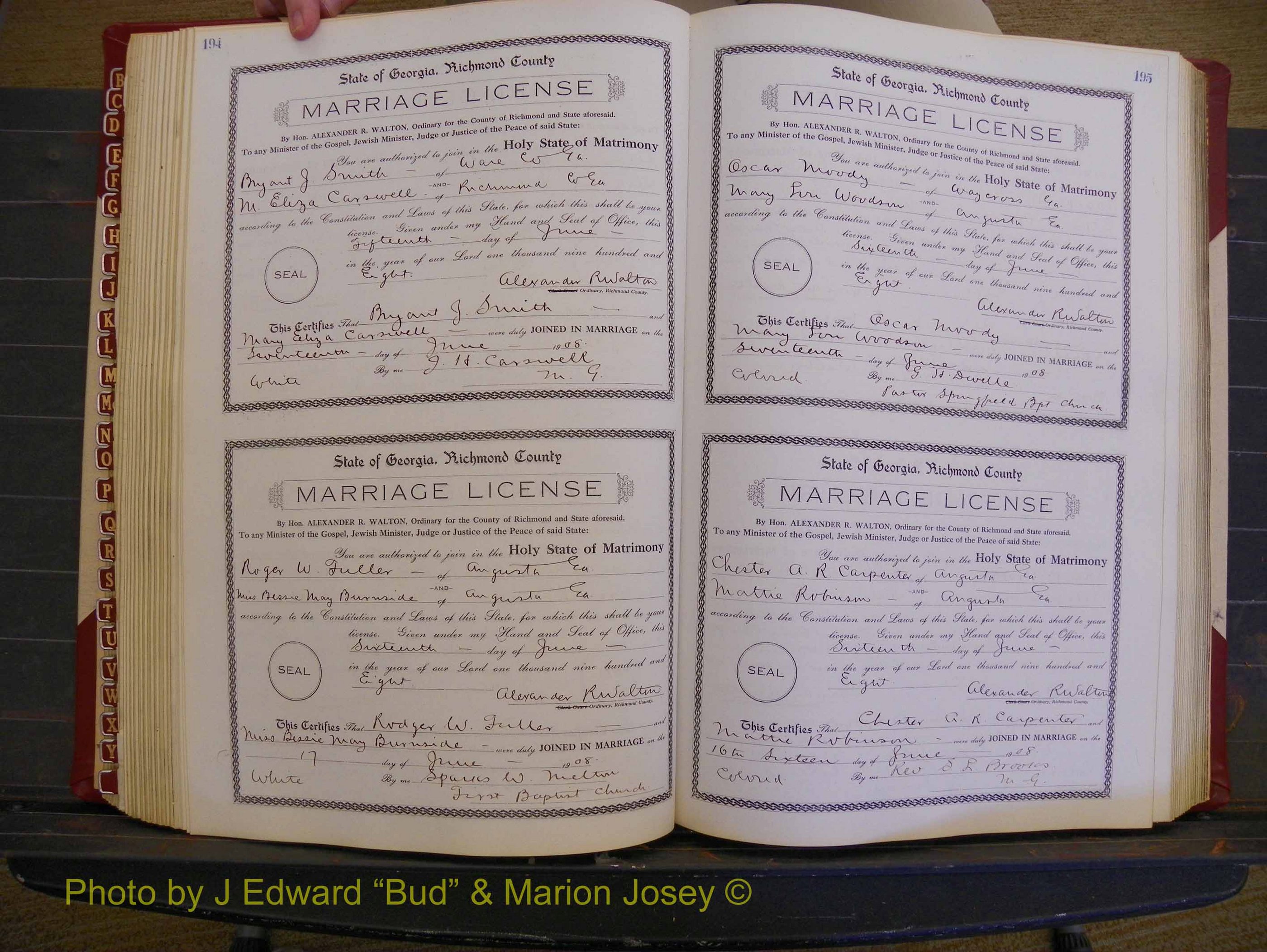 Richmond Marriages, Book EE, 1907-1909 P 194-195.JPG