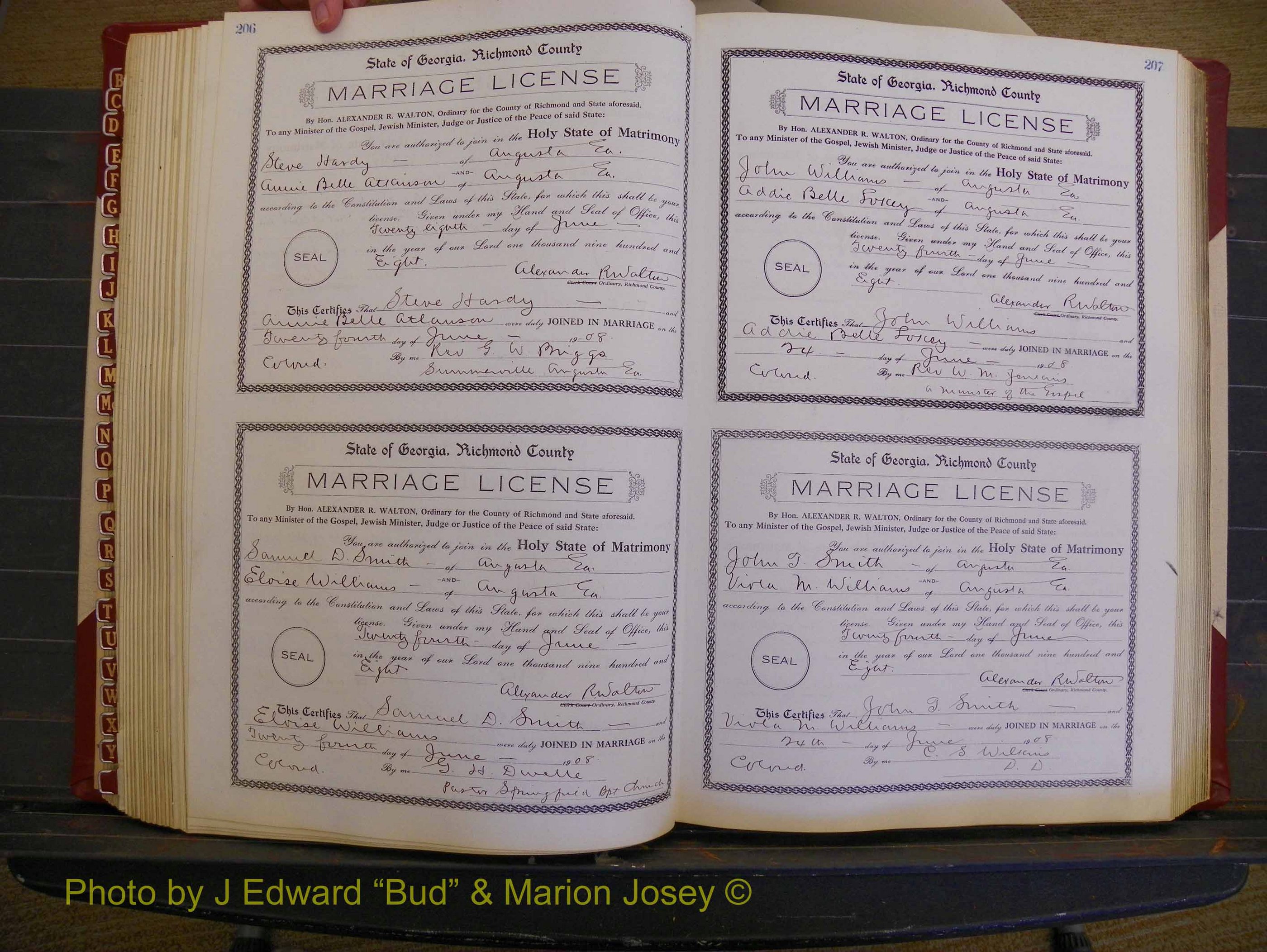 Richmond Marriages, Book EE, 1907-1909 P 206-207.JPG