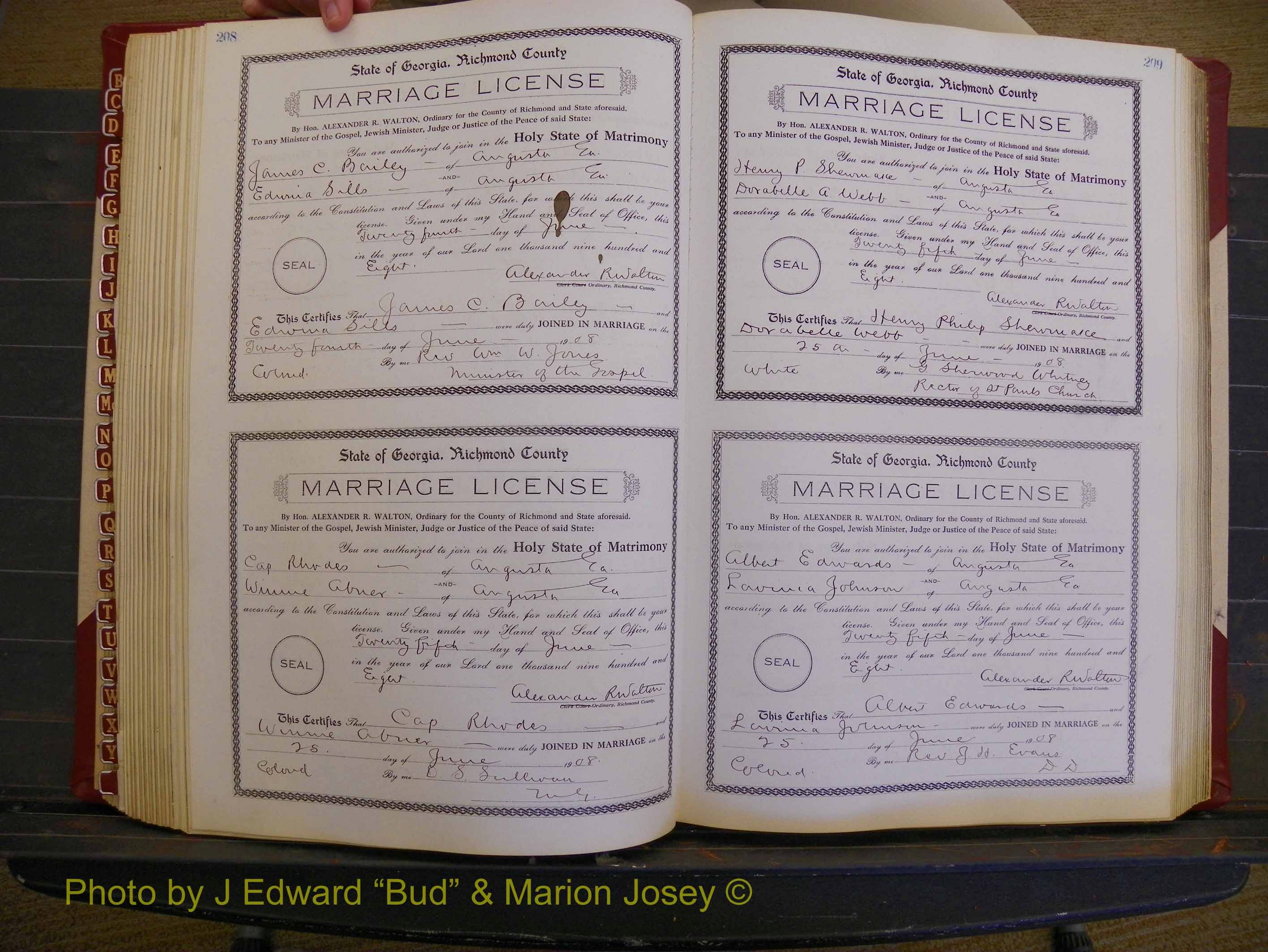Richmond Marriages, Book EE, 1907-1909 P 208-209.JPG