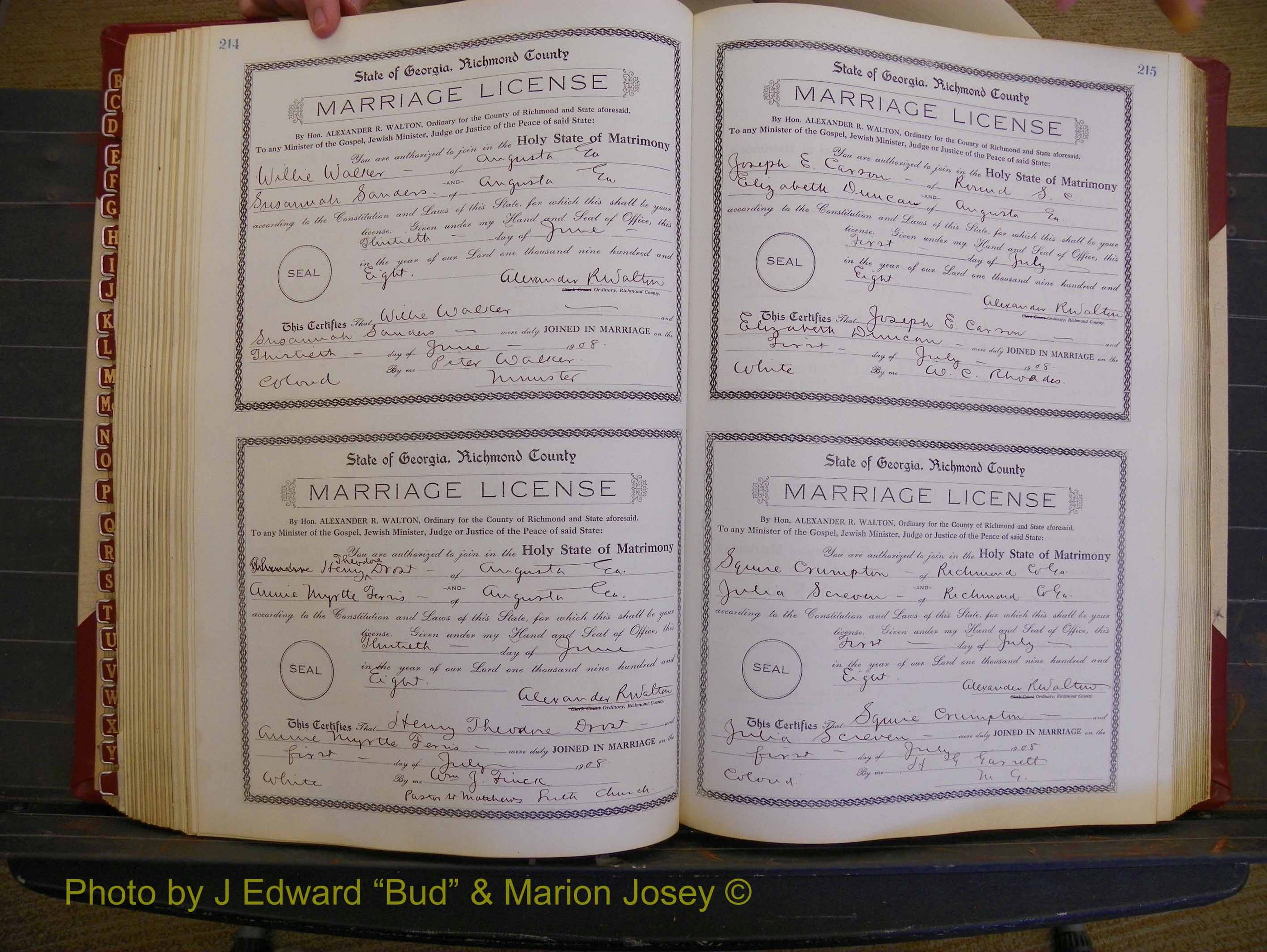 Richmond Marriages, Book EE, 1907-1909 P 214-215.JPG
