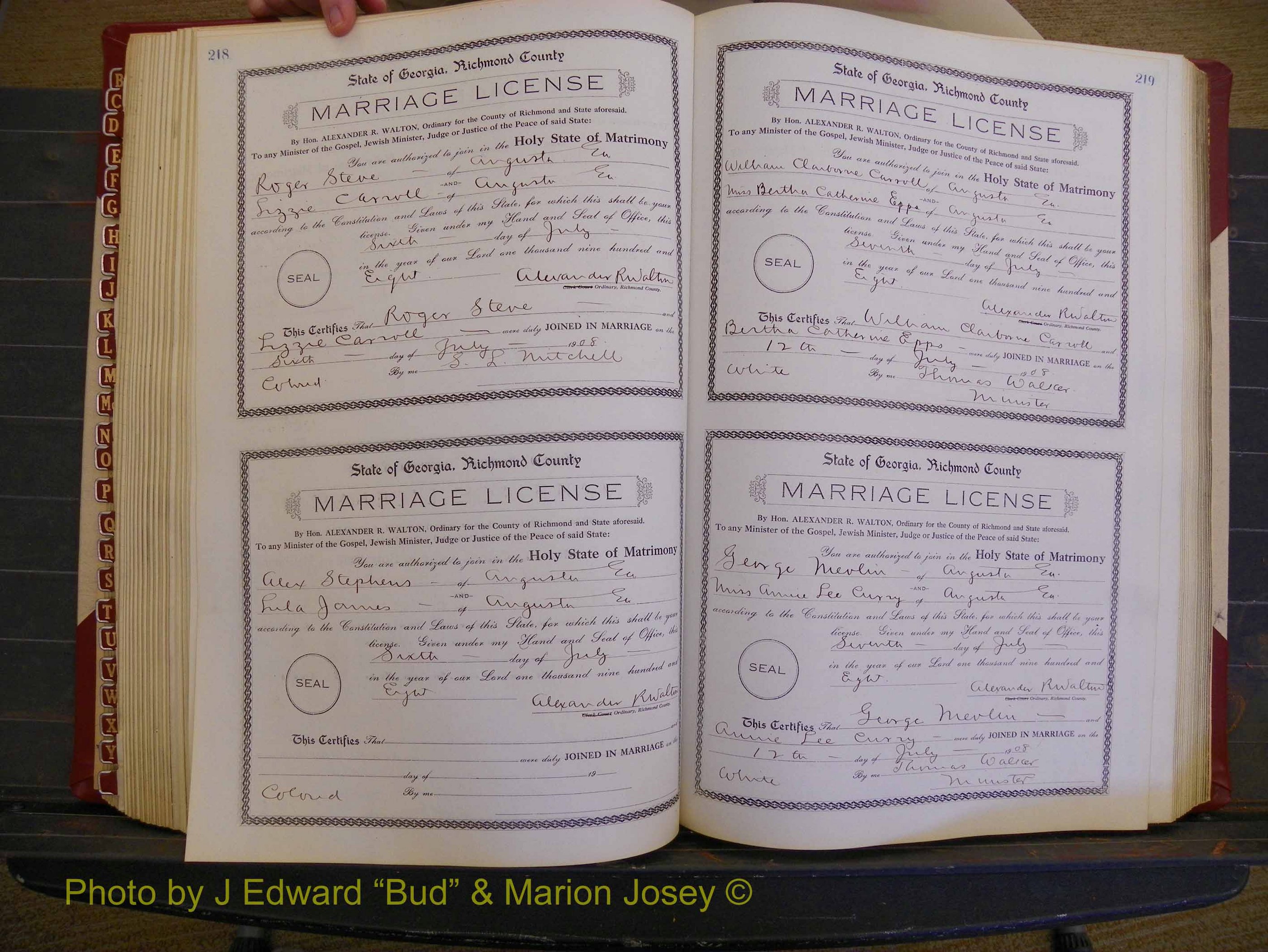 Richmond Marriages, Book EE, 1907-1909 P 218-219.JPG