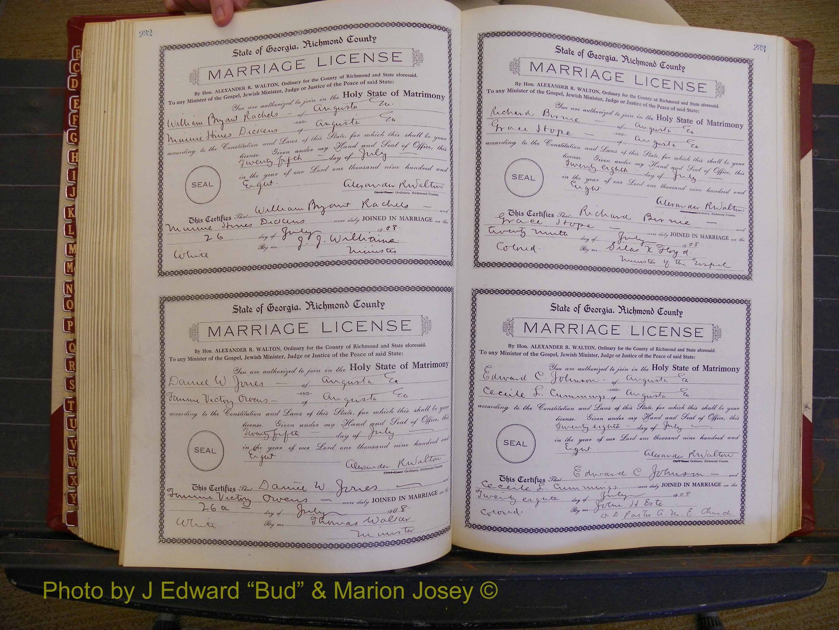 Richmond Marriages, Book EE, 1907-1909 P 232-233.JPG