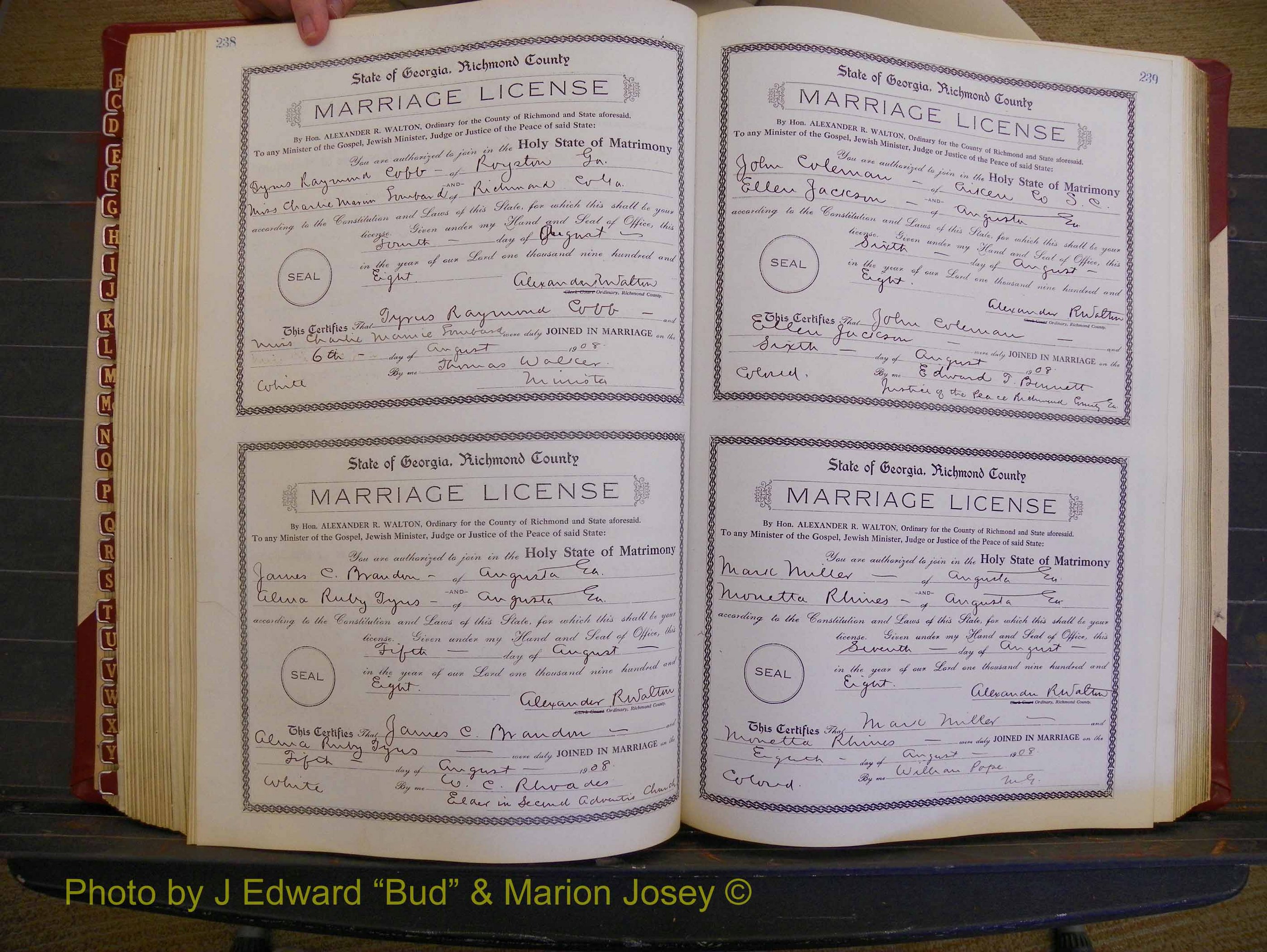 Richmond Marriages, Book EE, 1907-1909 P 238-239.JPG