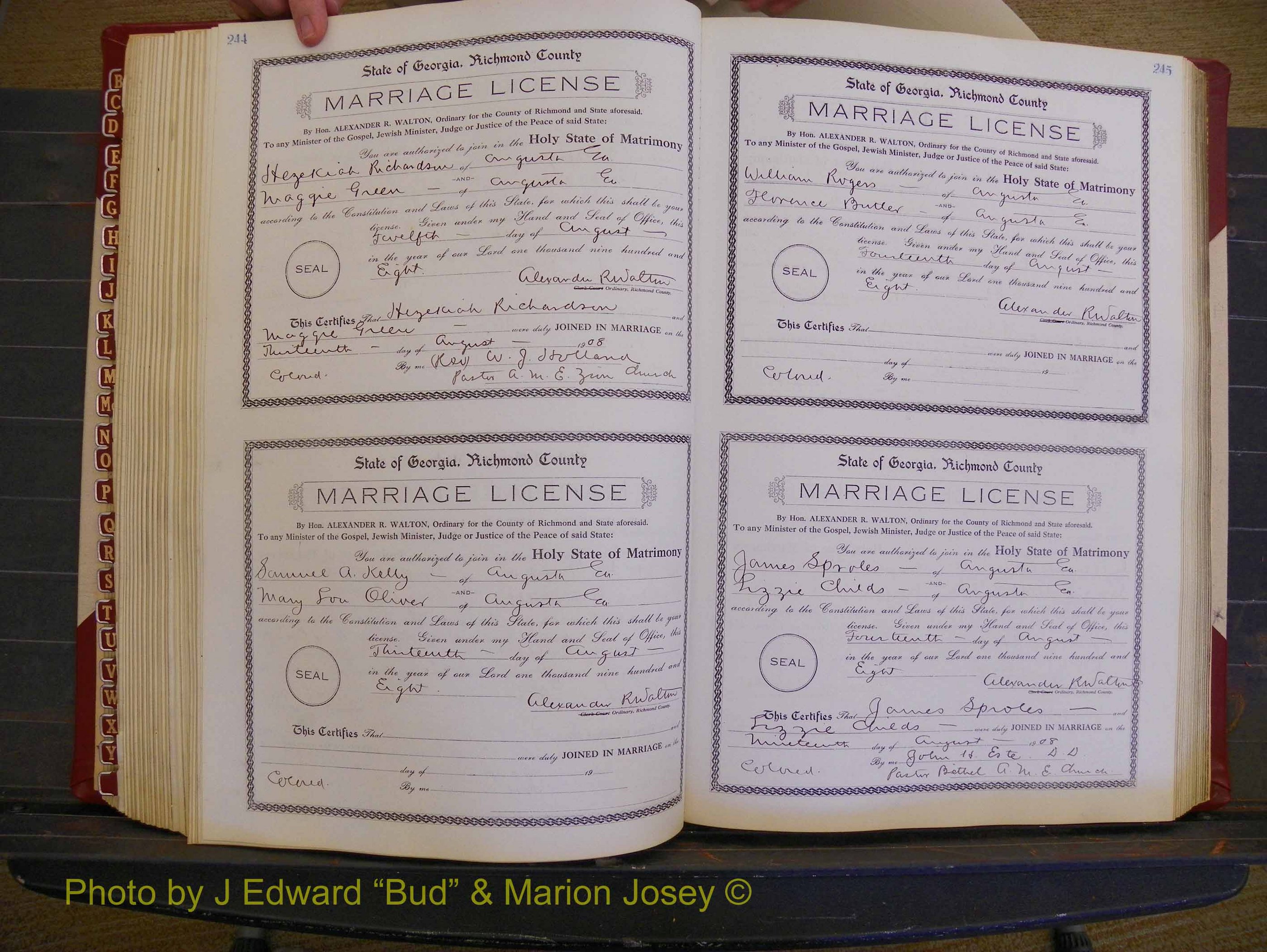 Richmond Marriages, Book EE, 1907-1909 P 244-245.JPG