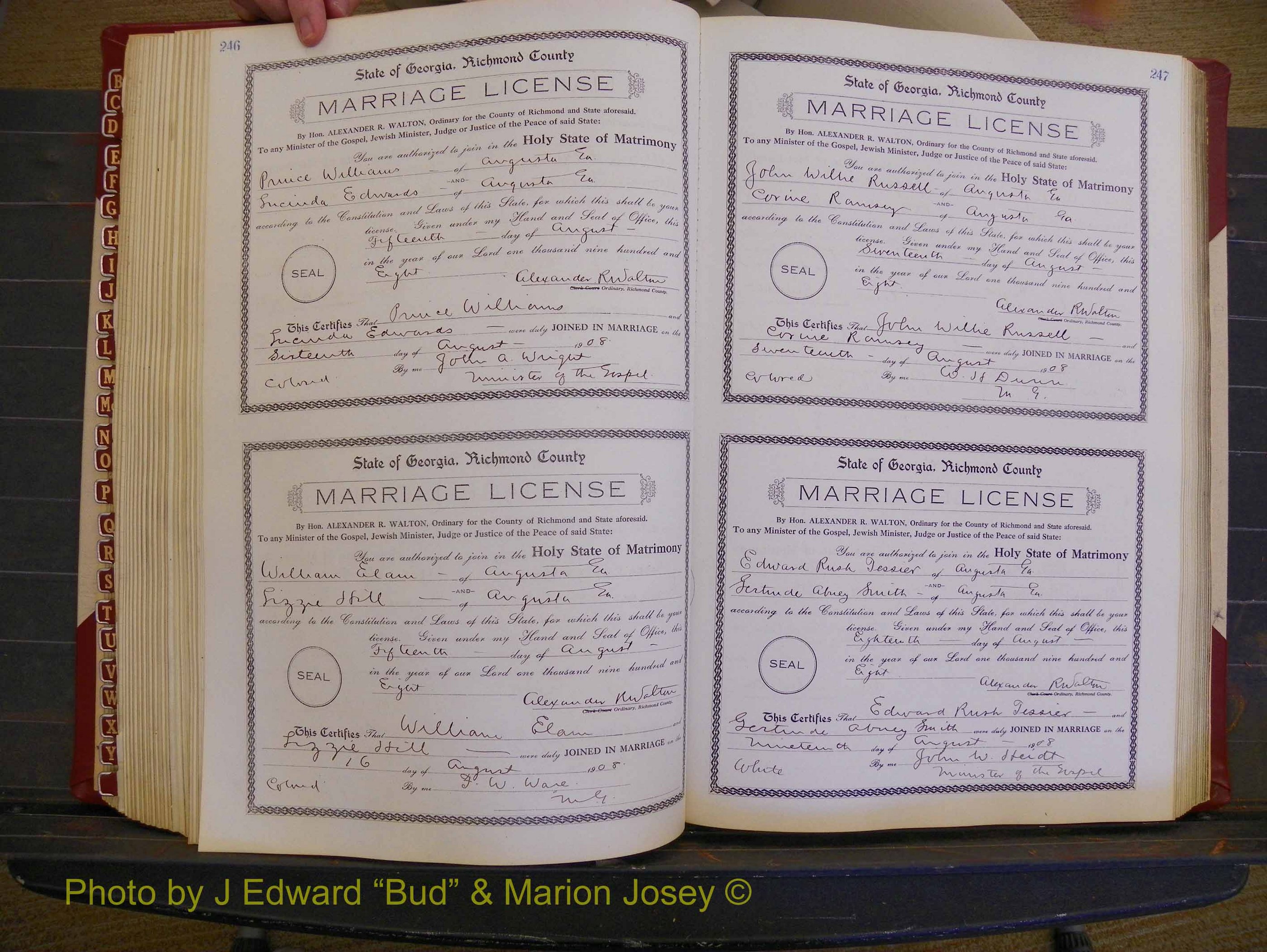 Richmond Marriages, Book EE, 1907-1909 P 246-247.JPG