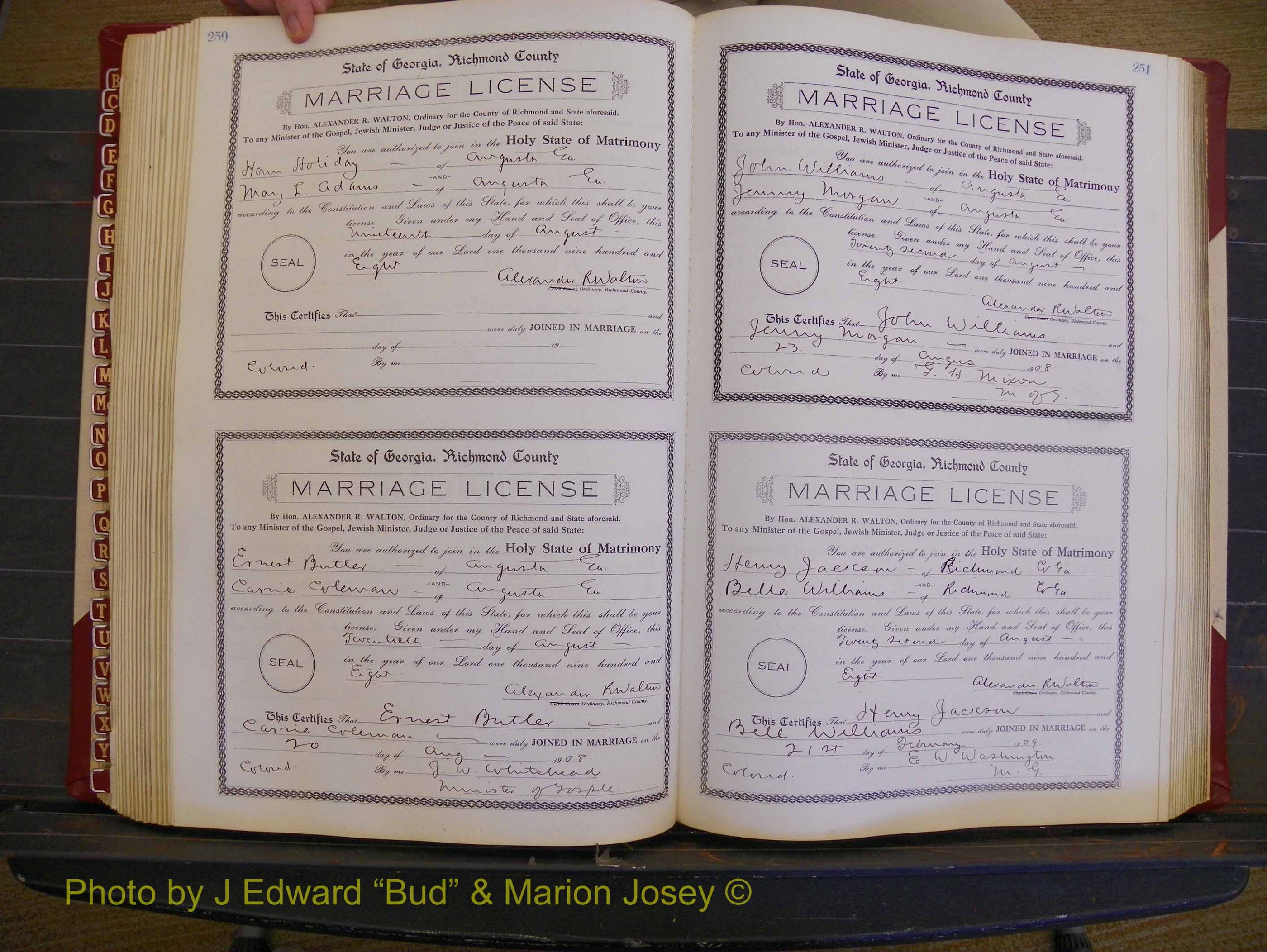 Richmond Marriages, Book EE, 1907-1909 P 250-251.JPG