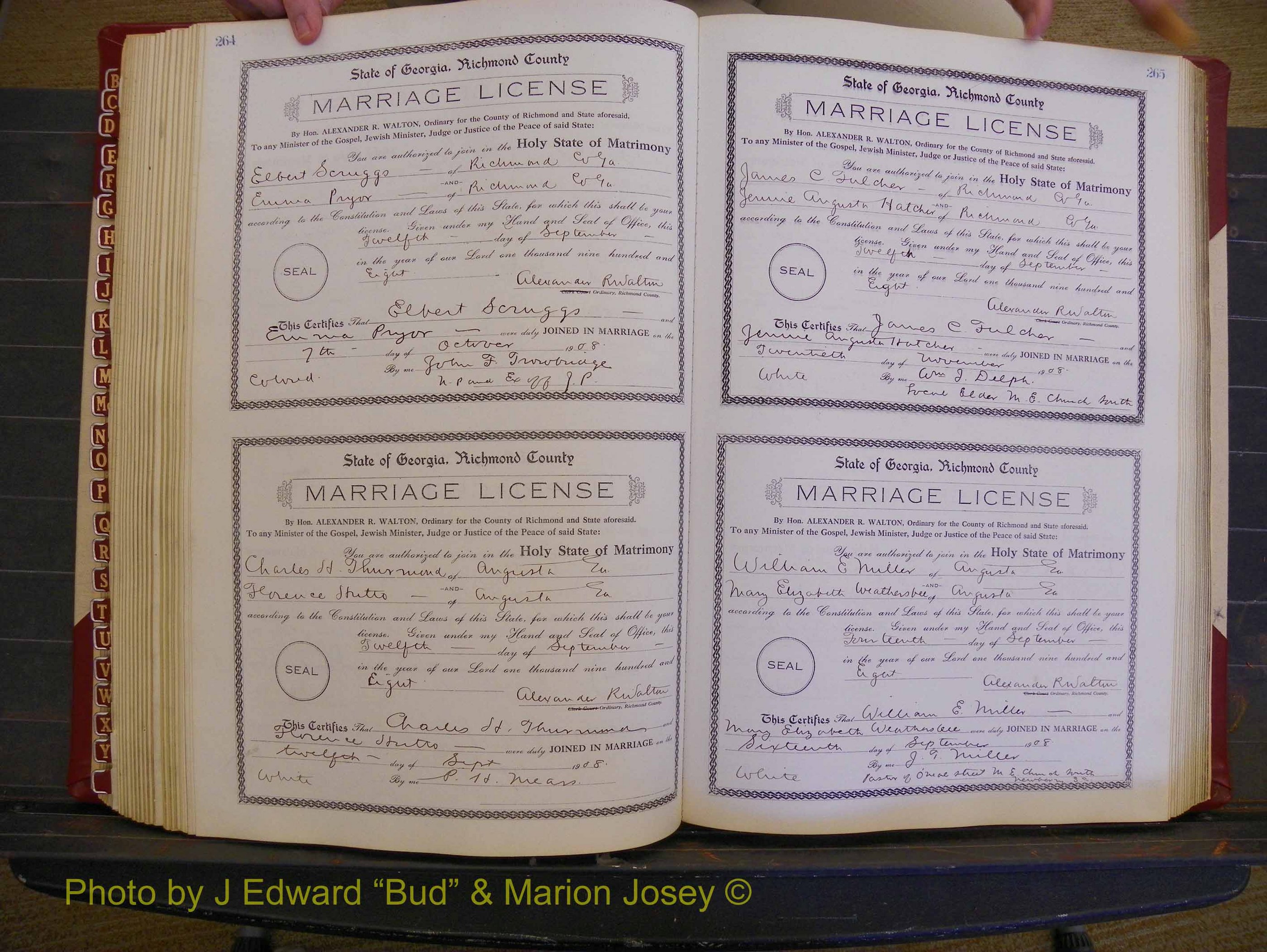 Richmond Marriages, Book EE, 1907-1909 P 264-265.JPG