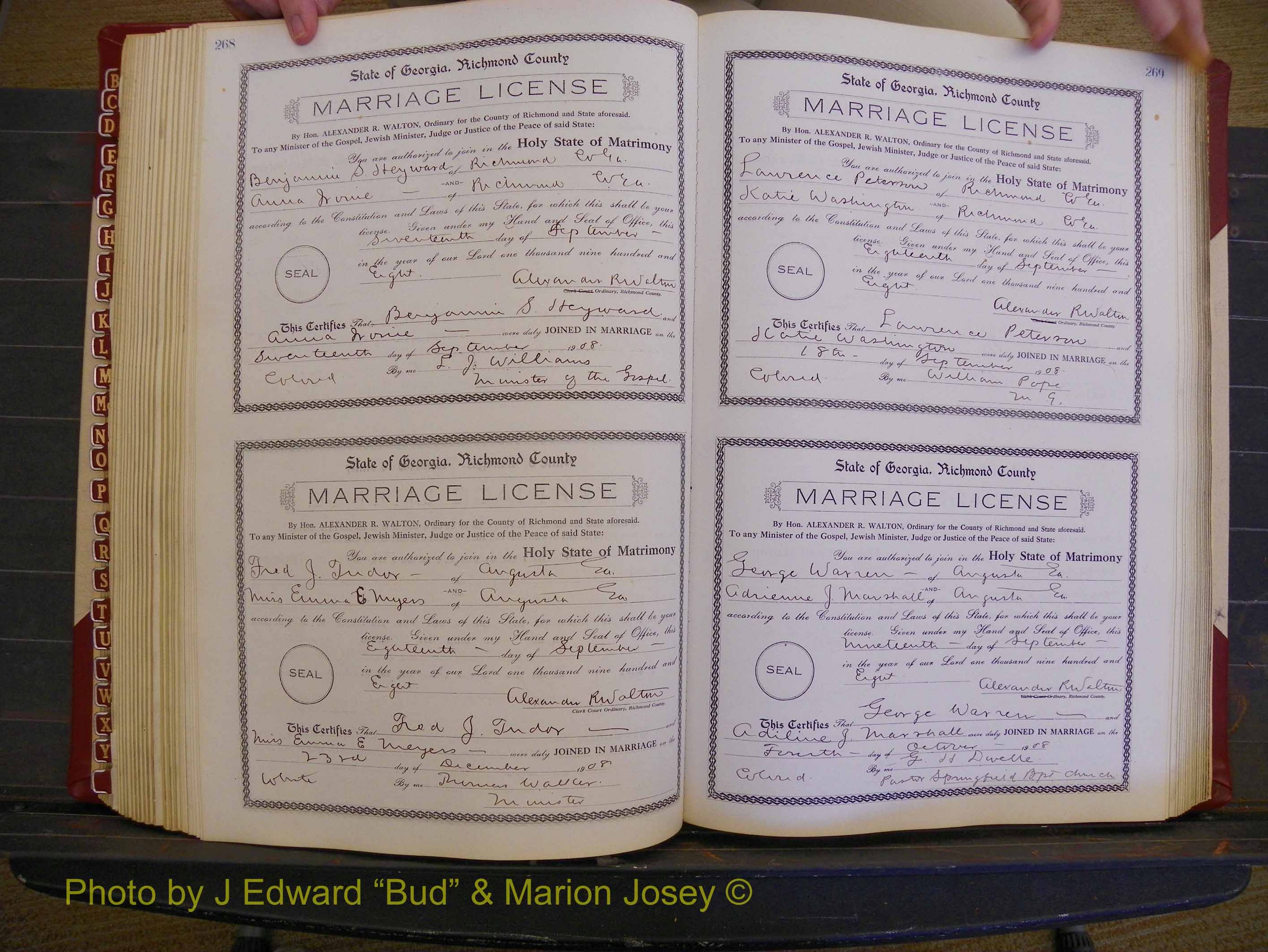 Richmond Marriages, Book EE, 1907-1909 P 268-269.JPG
