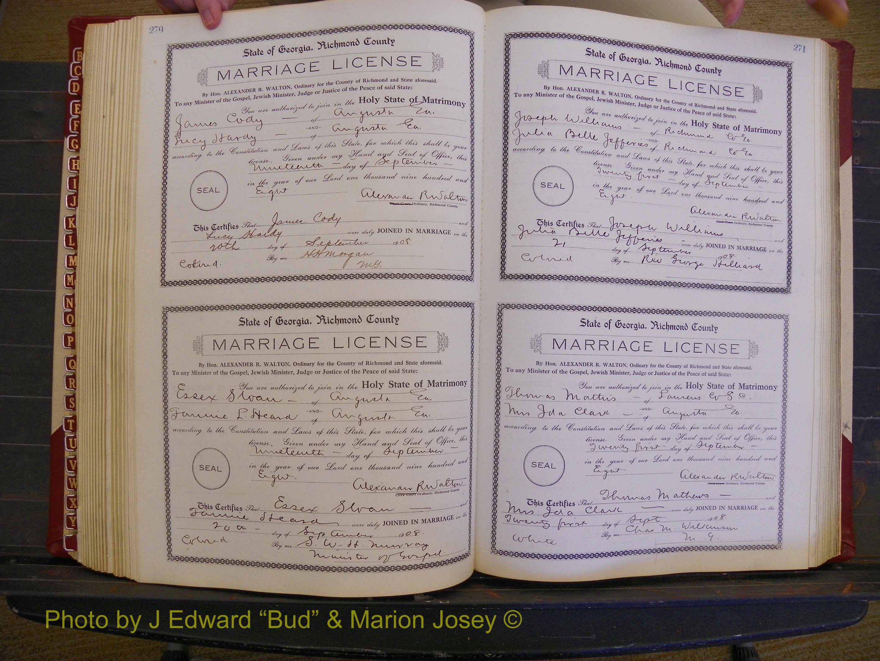 Richmond Marriages, Book EE, 1907-1909 P 270-271.JPG