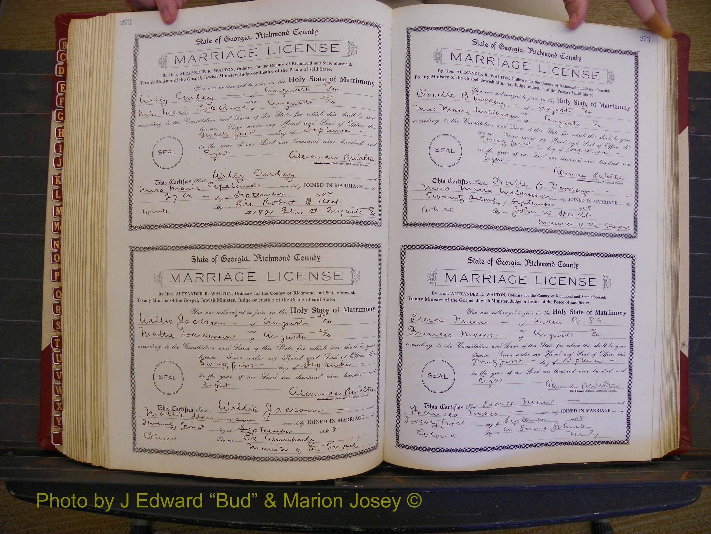 Richmond Marriages, Book EE, 1907-1909 P 272-273.JPG