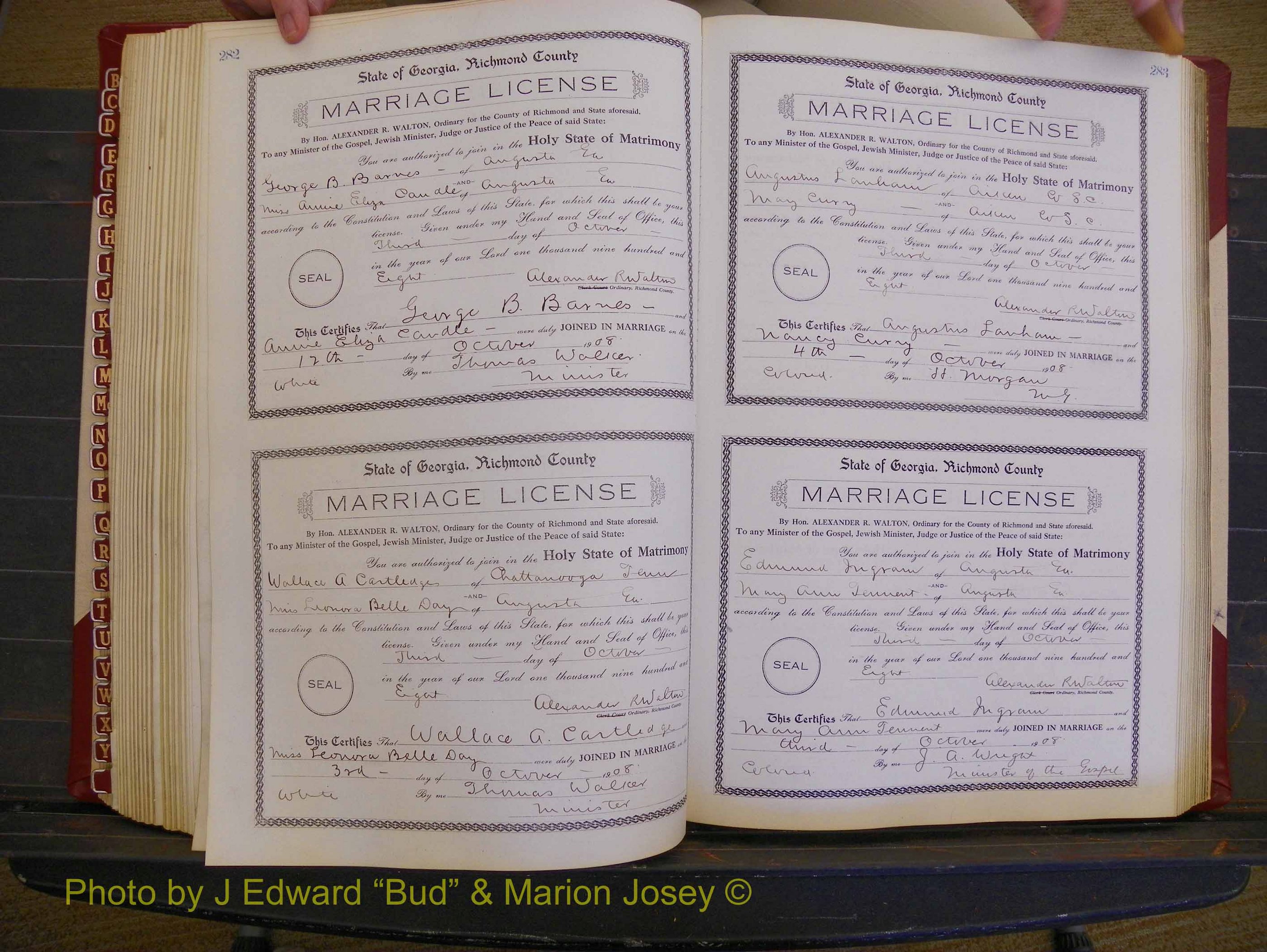 Richmond Marriages, Book EE, 1907-1909 P 282-283.JPG
