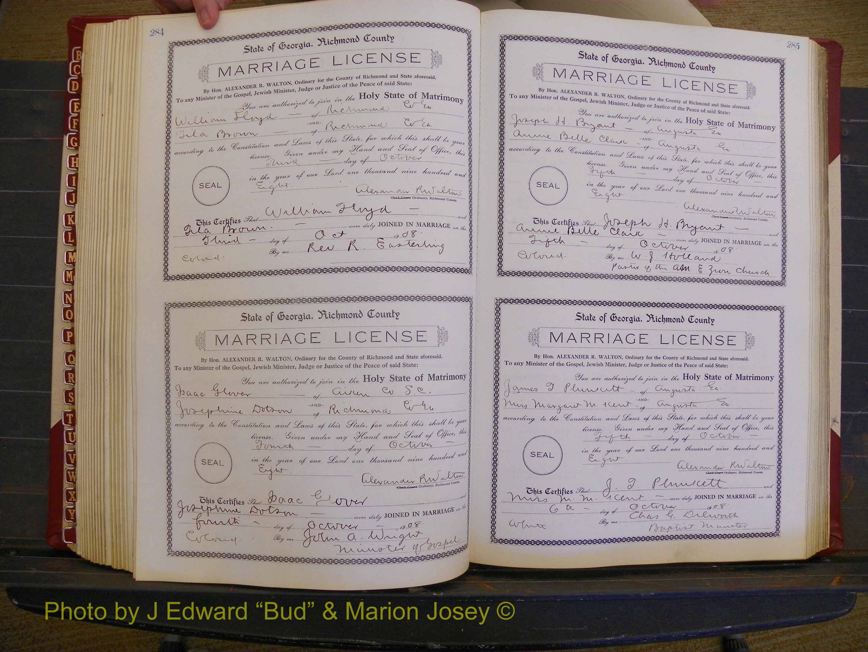 Richmond Marriages, Book EE, 1907-1909 P 284-285.JPG