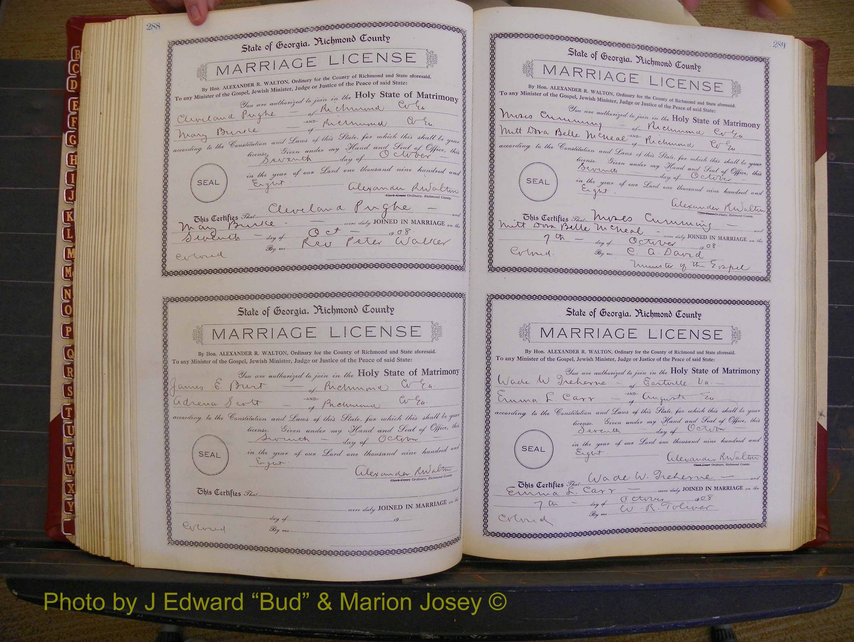 Richmond Marriages, Book EE, 1907-1909 P 288-289.JPG