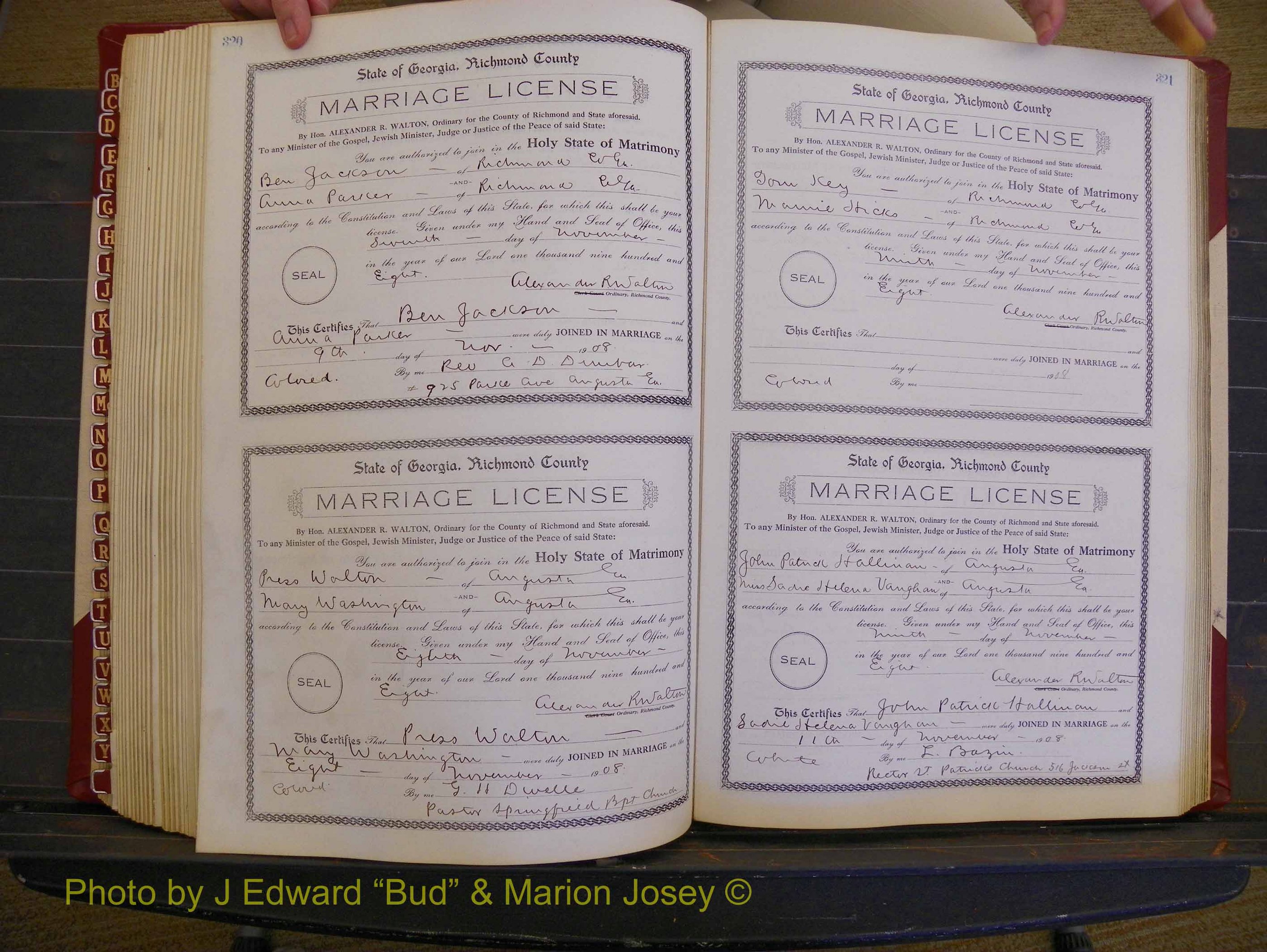 Richmond Marriages, Book EE, 1907-1909 P 320-321.JPG